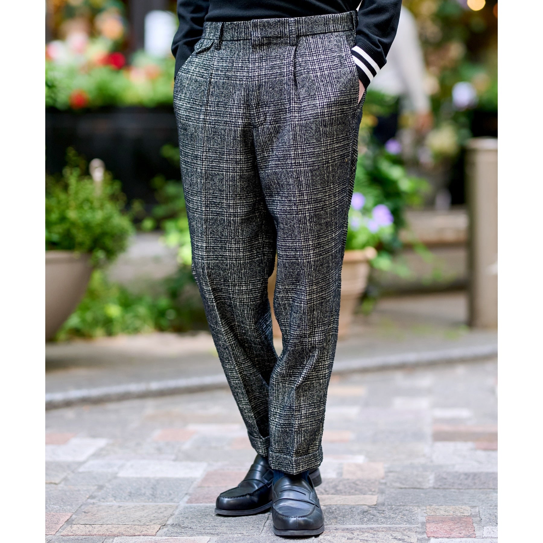 ドレステリア DRESSTERIOR ループグレンチェック ワイドパンツ （チャコールグレー(214)） チャコールグレー(214)