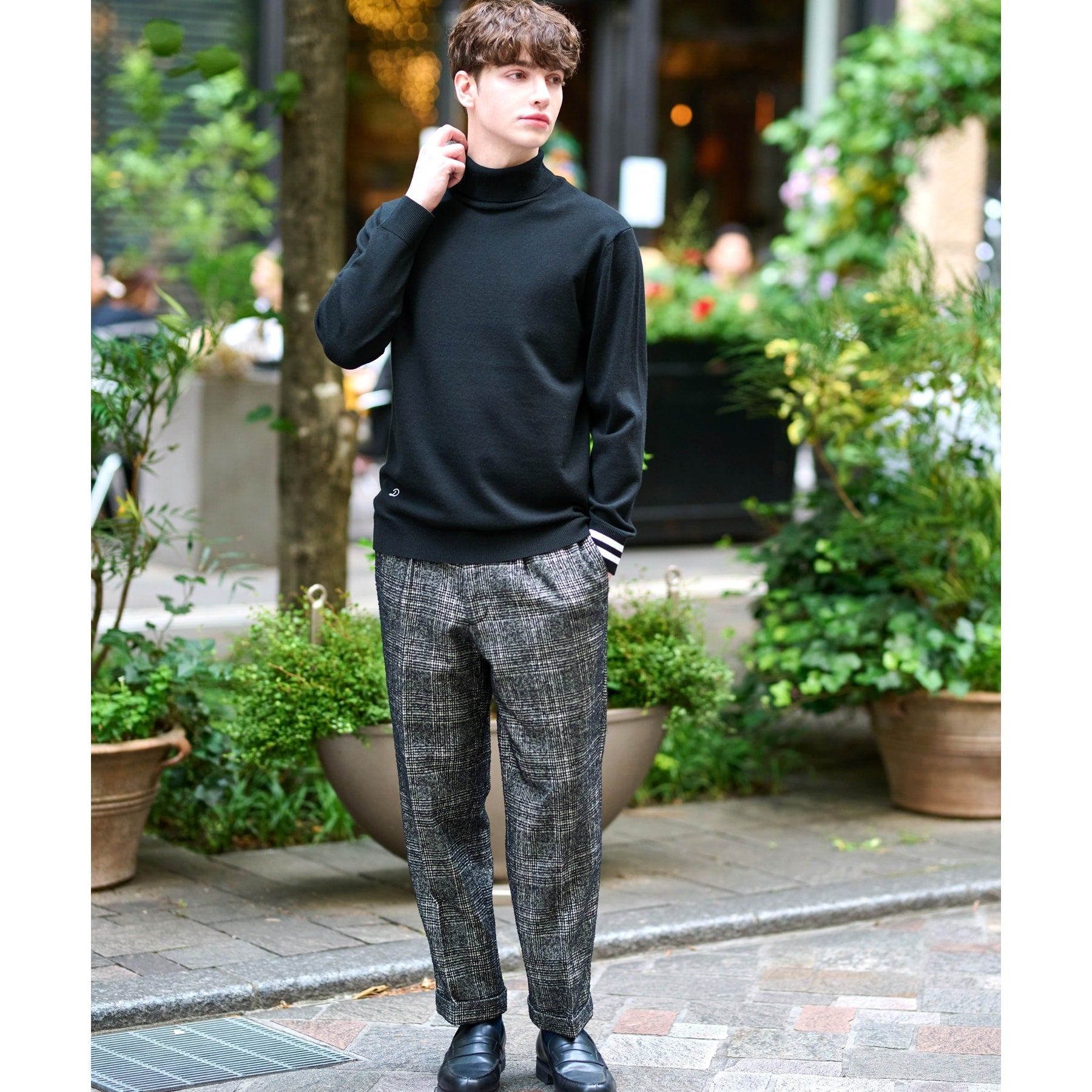 ドレステリア DRESSTERIOR ループグレンチェック ワイドパンツ （チャコールグレー(214)） チャコールグレー(214)
