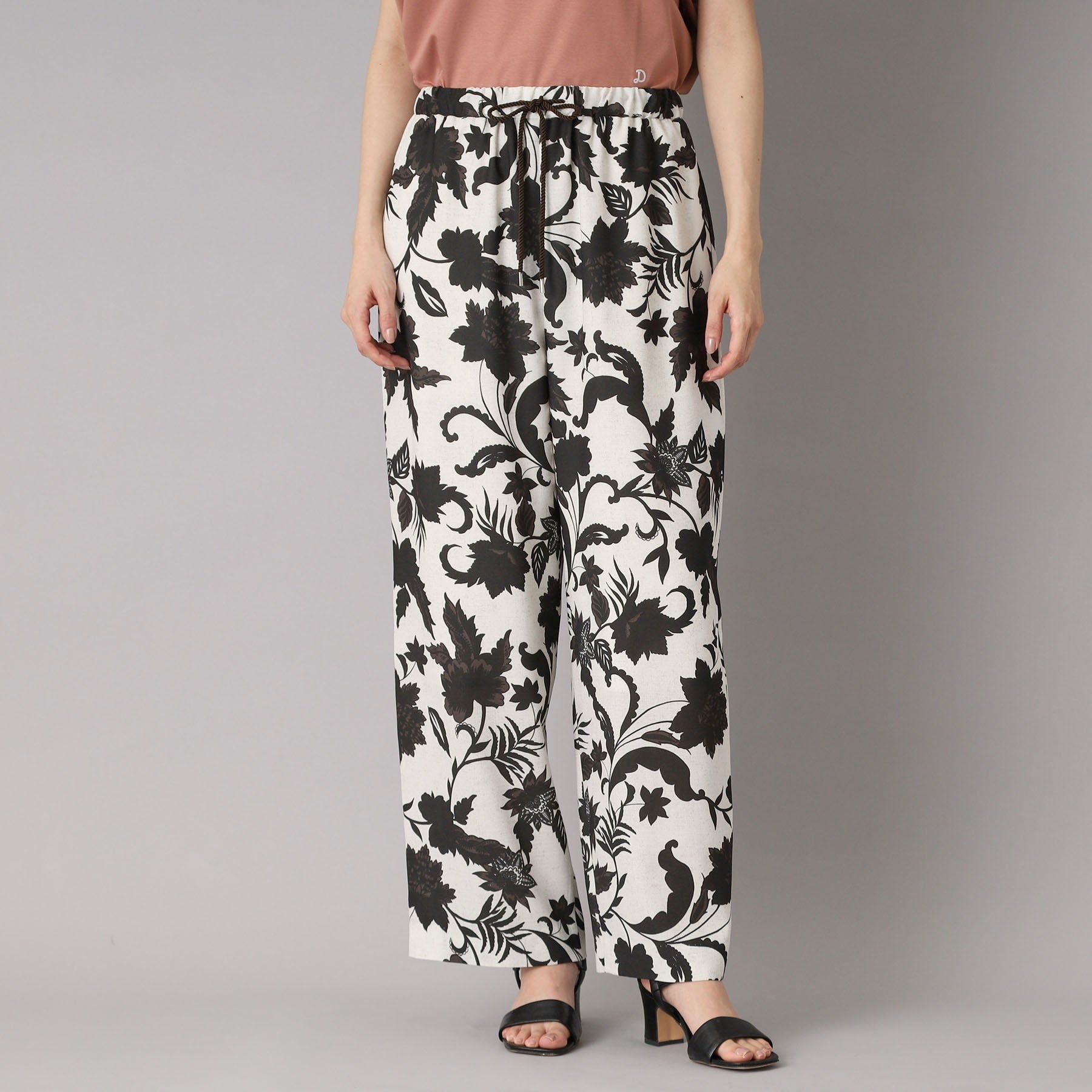 DRESSTERIOR DRESSTERIOR Botanical Print Easy Wide Pants