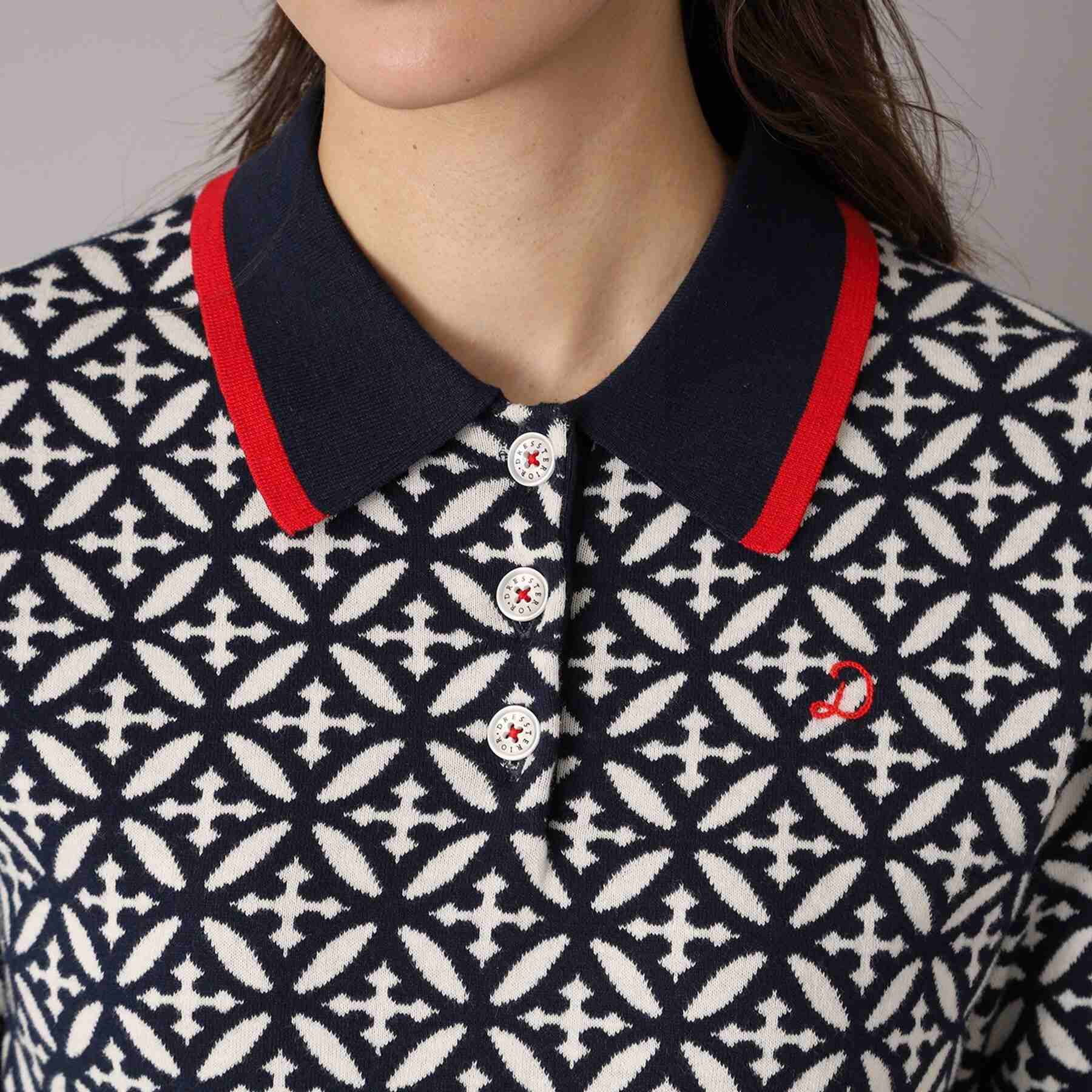 ドレステリア DRESSTERIOR オーバーラップジャカードポロニット （ネイビー(194)） ネイビー(194)