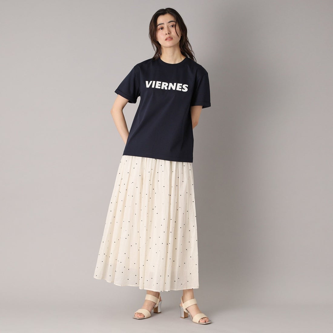 DRESSTERIOR DRESSTERIOR Easy Waist Dot Embroidery Skirt