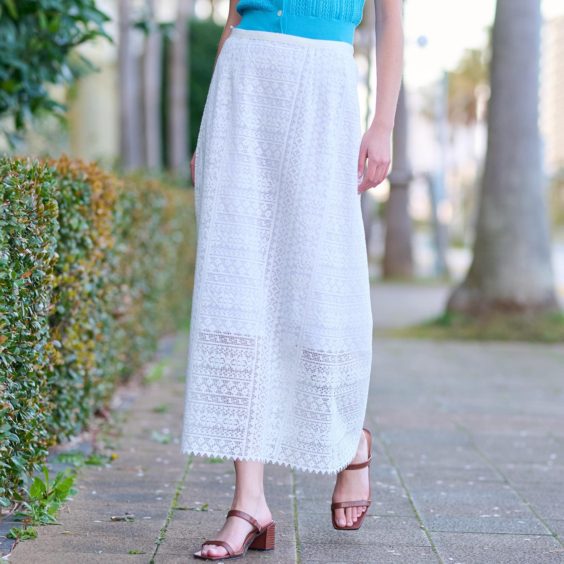 ドレステリア DRESSTERIOR オーガニックコットンブレンドレーススカート （オフホワイト(003)） オフホワイト(003)