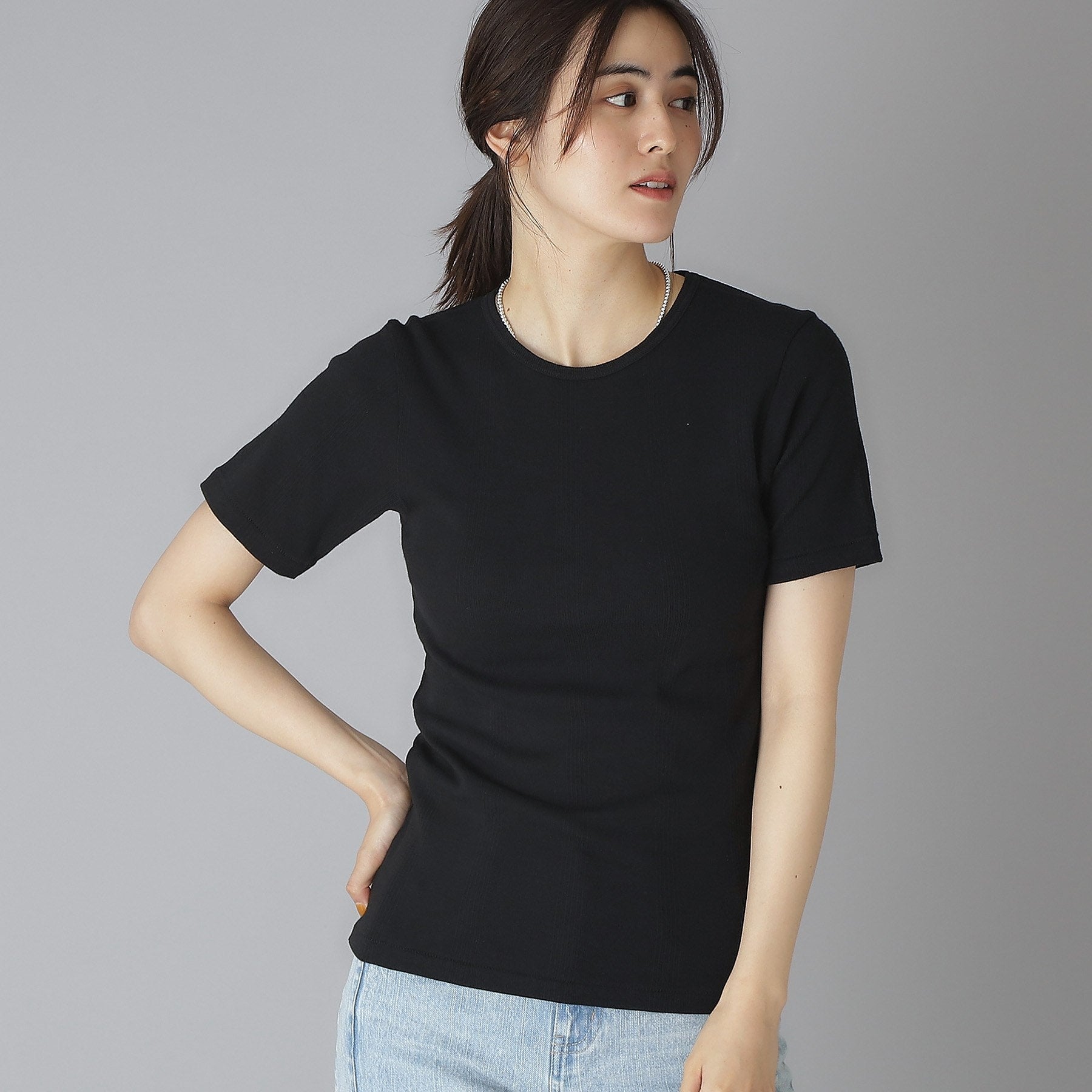 ドレステリア DRESSTERIOR Robert．P．Miller（ロベルト・ピー・ミラー）パネルリブクルーネックTシャツ （オフホワイト(003)） オフホワイト(003)