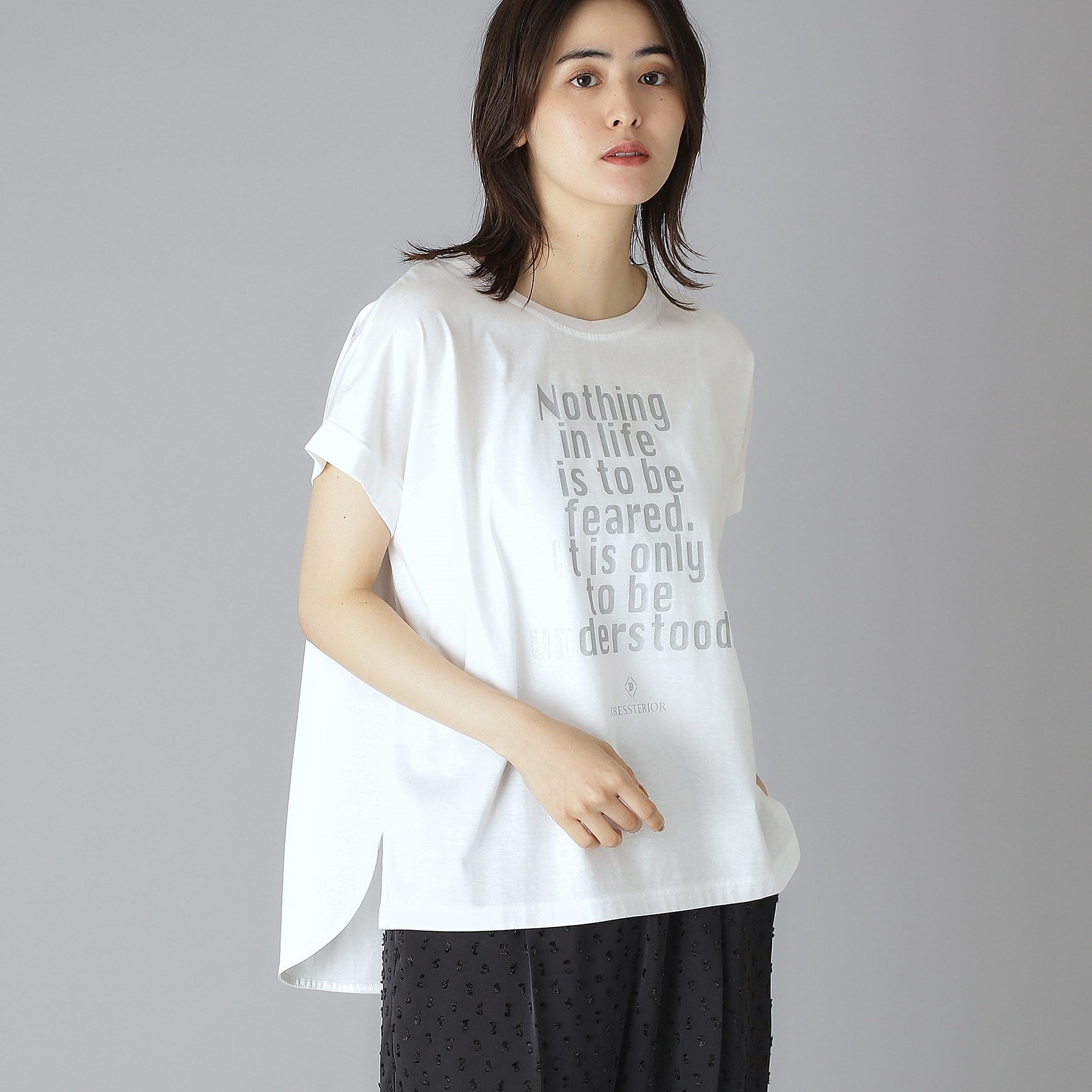 ドレステリア DRESSTERIOR 箔PTドルマンスリーブロゴTシャツ （チャコールグレー(014)） チャコールグレー(014)
