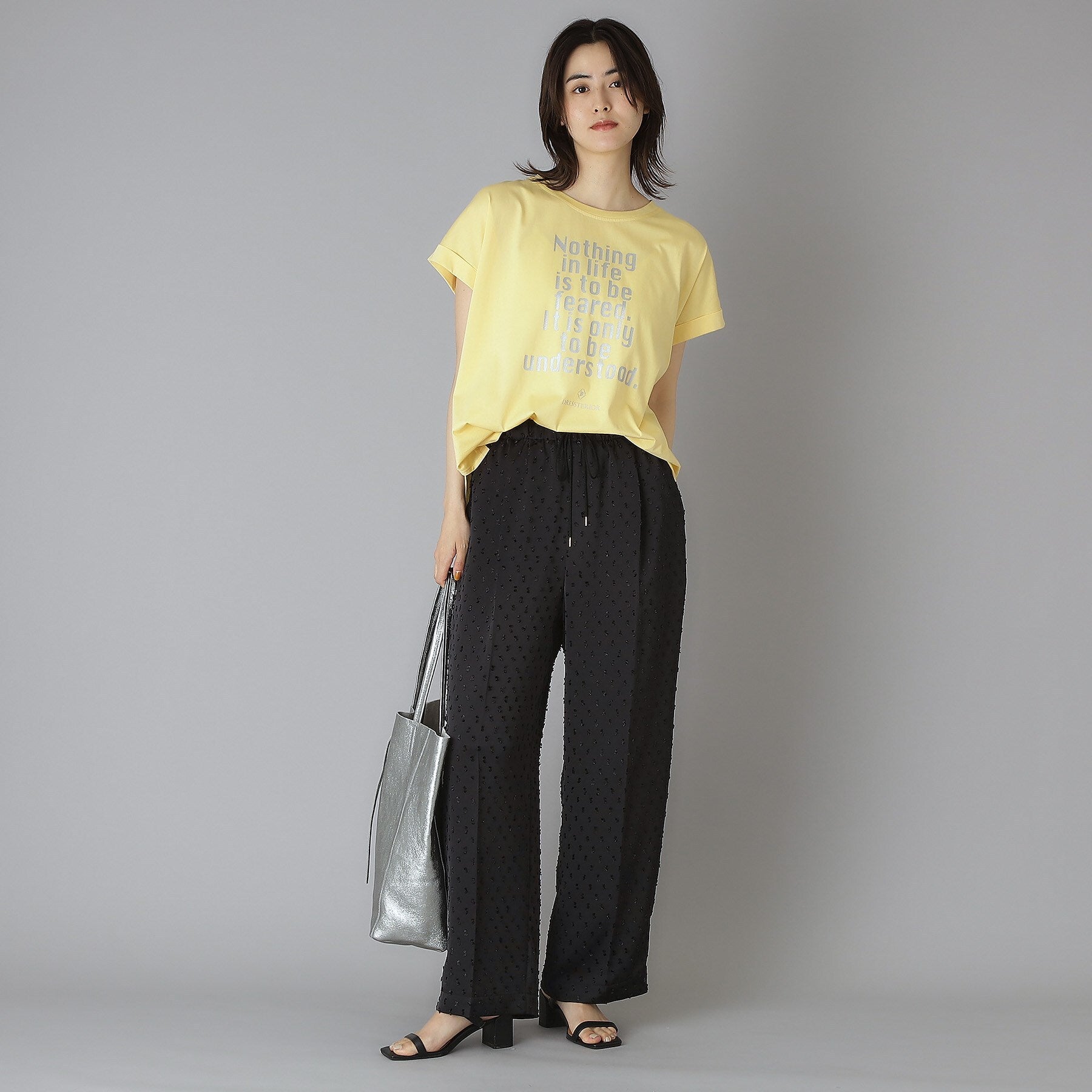 ドレステリア DRESSTERIOR 箔PTドルマンスリーブロゴTシャツ （チャコールグレー(014)） チャコールグレー(014)
