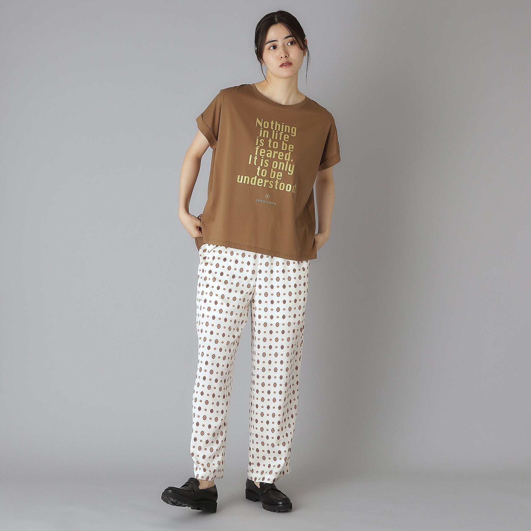 ドレステリア DRESSTERIOR 箔PTドルマンスリーブロゴTシャツ （チャコールグレー(014)） チャコールグレー(014)