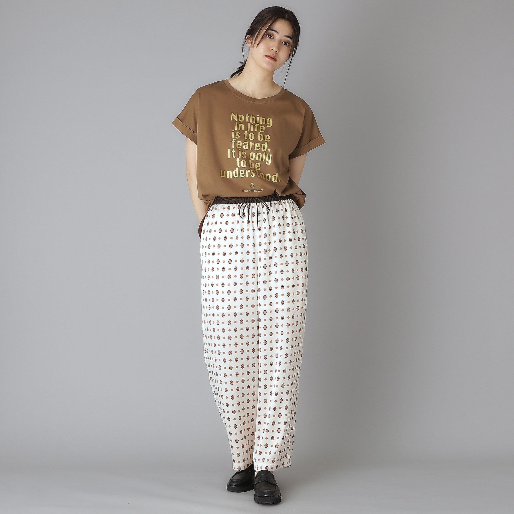ドレステリア DRESSTERIOR 箔PTドルマンスリーブロゴTシャツ （チャコールグレー(014)） チャコールグレー(014)