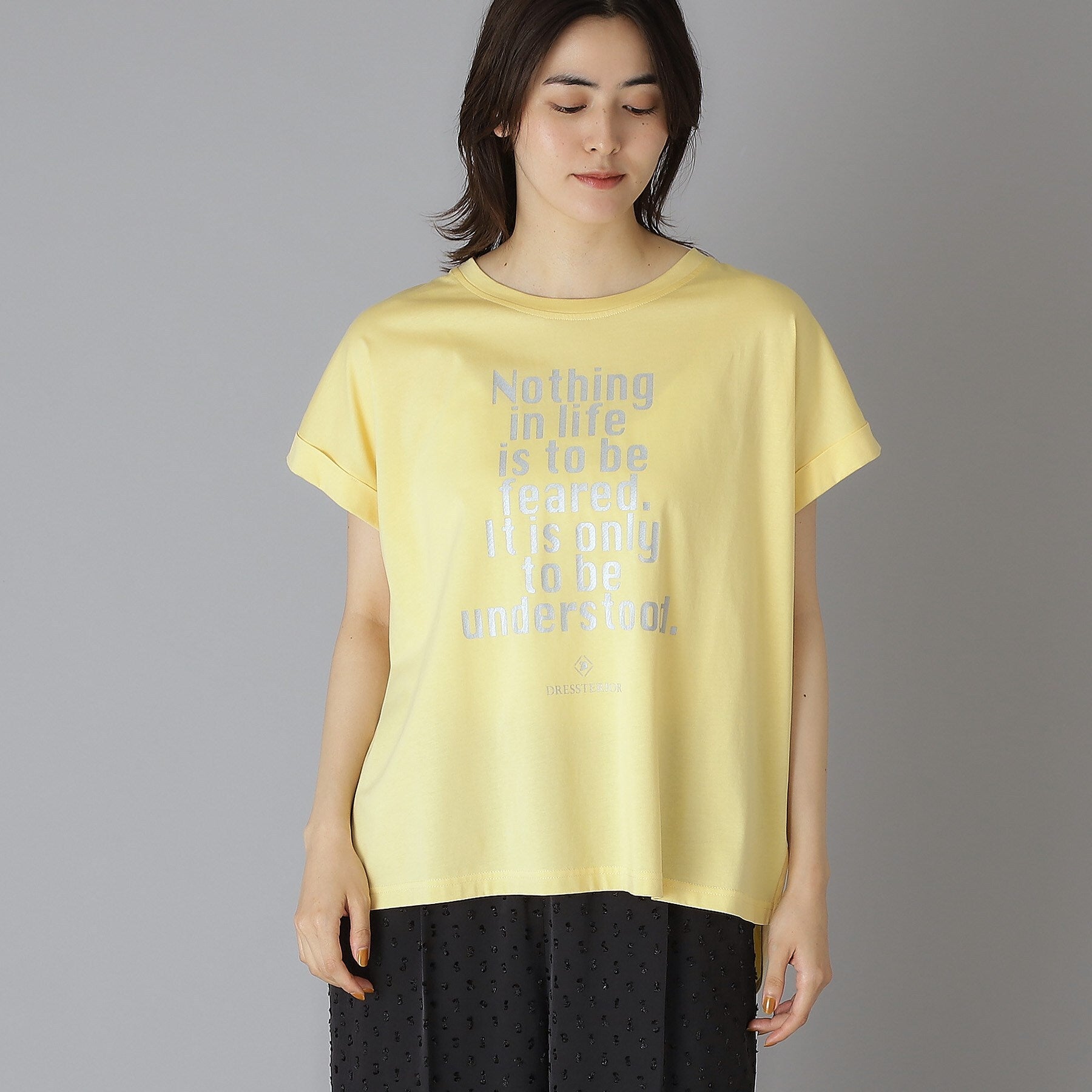 ドレステリア DRESSTERIOR 箔PTドルマンスリーブロゴTシャツ （チャコールグレー(014)） チャコールグレー(014)