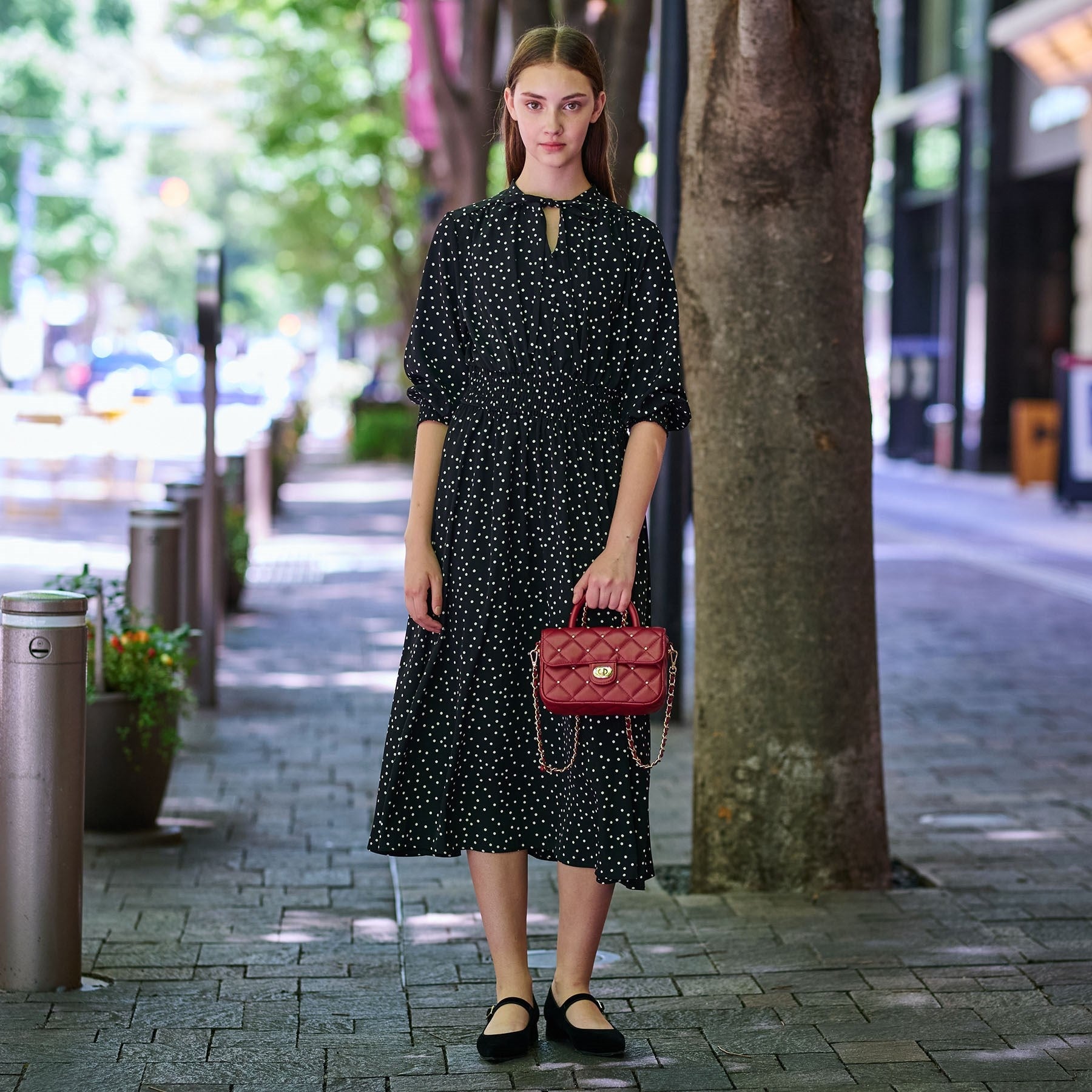 ドレステリア DRESSTERIOR ウエストシャーリングドットワンピース （ブラック(119)） ブラック(119)