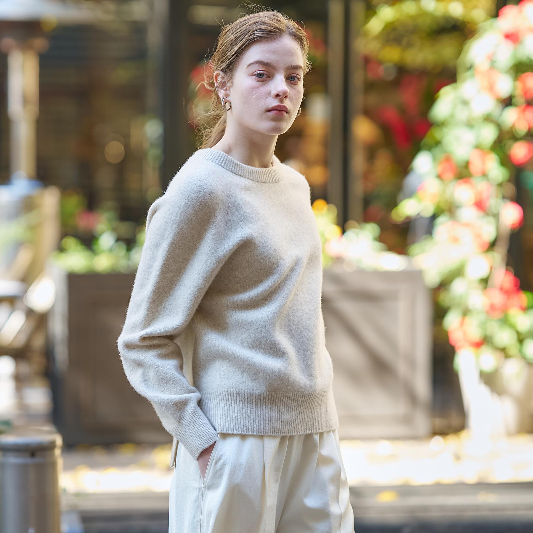 ドレステリア DRESSTERIOR カシミヤブレンドクルーネックニット （グレージュ(050)） グレージュ(050)