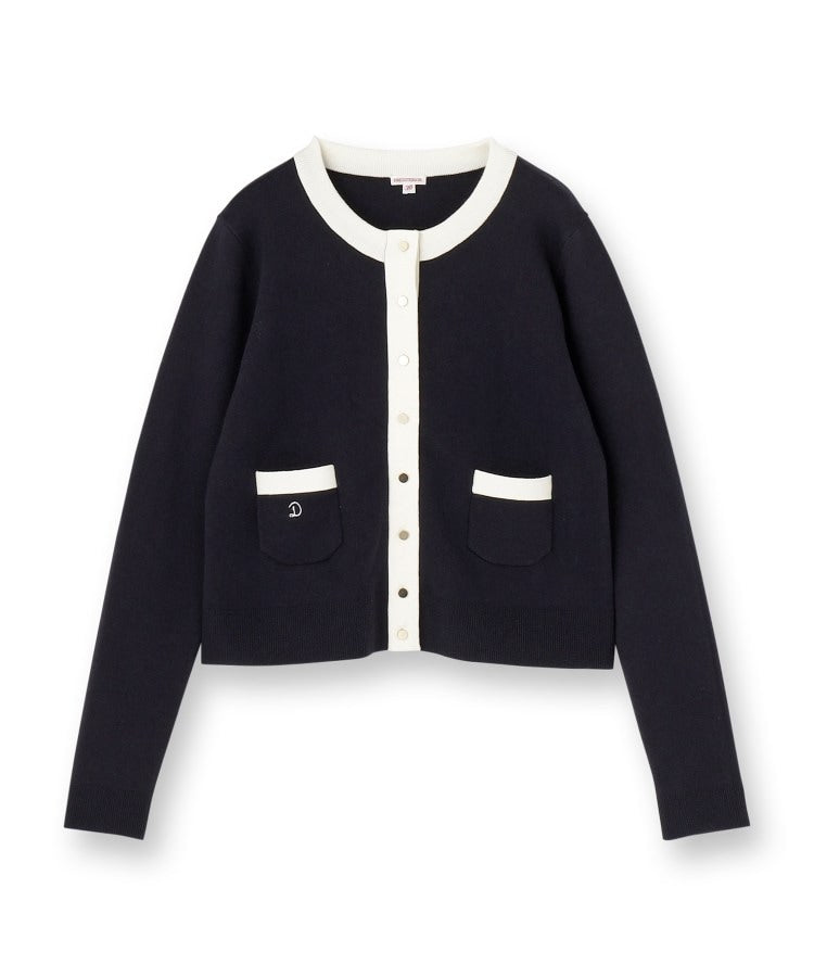 ドレステリア DRESSTERIOR ウォッシャブルコットンカシミヤ配色カーディガン （ネイビー(594)） ネイビー(594)