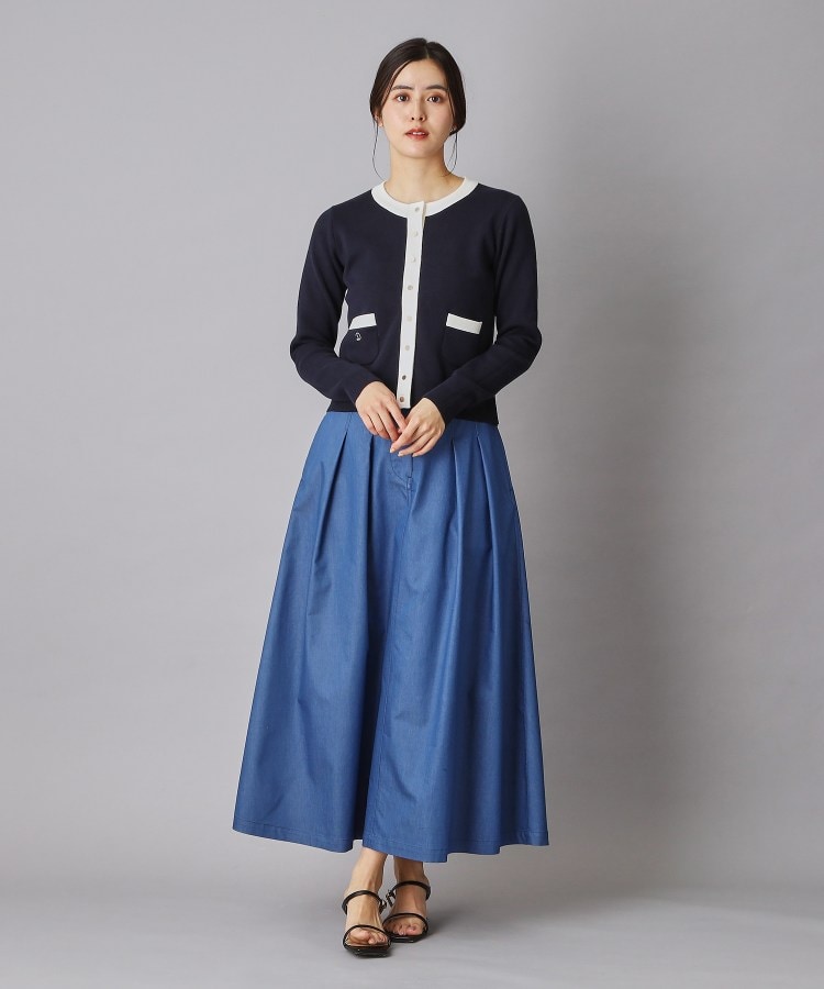 ドレステリア DRESSTERIOR ウォッシャブルコットンカシミヤ配色カーディガン （ネイビー(594)） ネイビー(594)