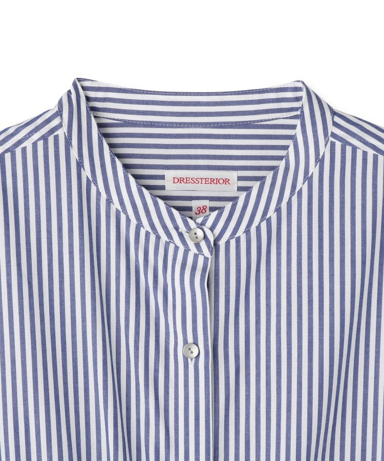 ドレステリア DRESSTERIOR 七分袖ストライプシャツワンピース （ブルー(393)） ブルー(393)