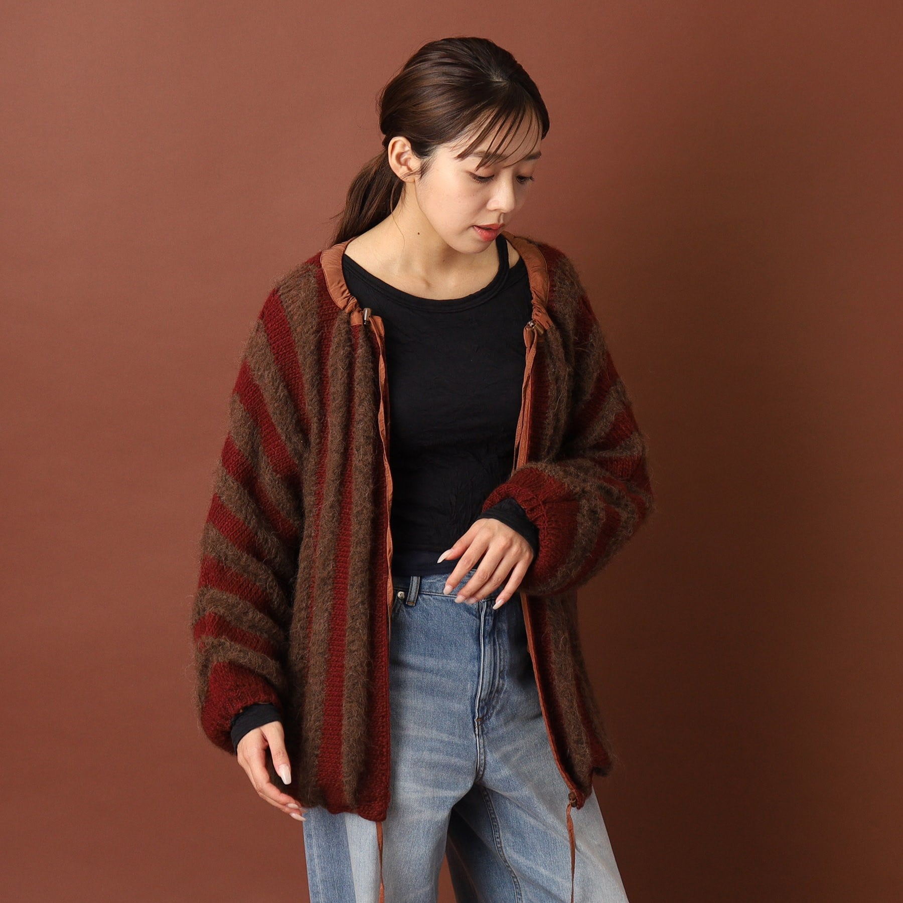 ドレステリア DRESSTERIOR muller of yoshiokubo（ミュラーオブヨシオクボ）LATTICE MOHAIR BLOUSON ニット （モカブラウン(042)） モカブラウン(042)