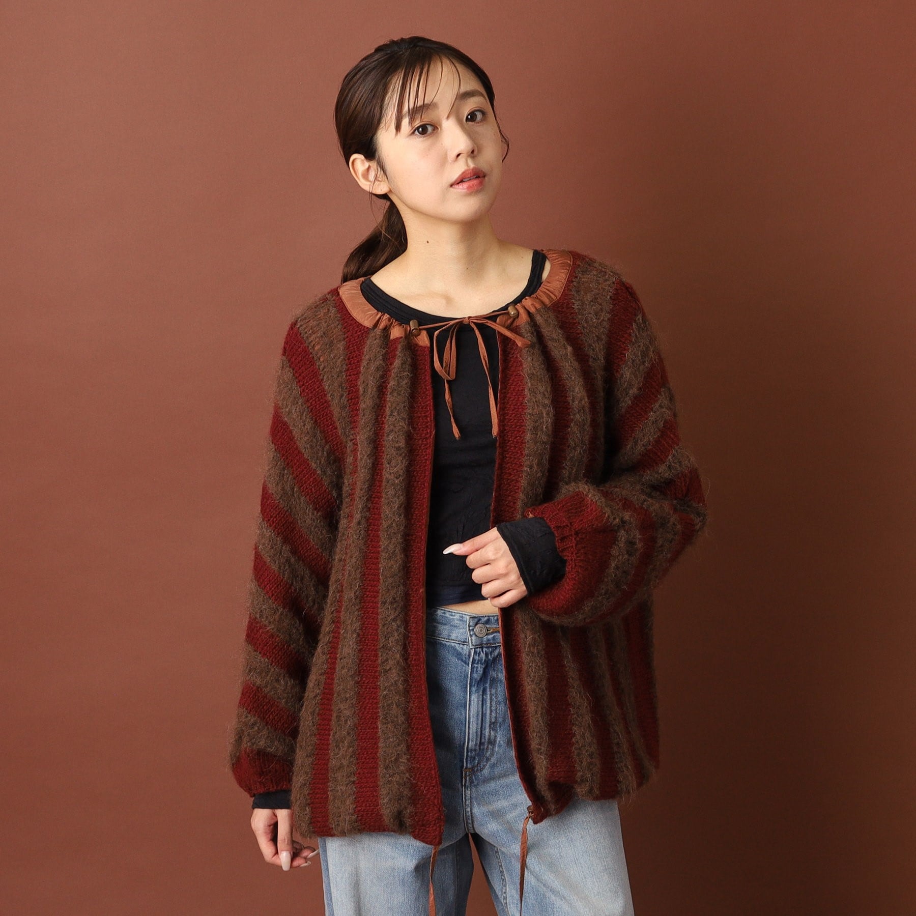 ドレステリア DRESSTERIOR muller of yoshiokubo（ミュラーオブヨシオクボ）LATTICE MOHAIR BLOUSON ニット （モカブラウン(042)） モカブラウン(042)