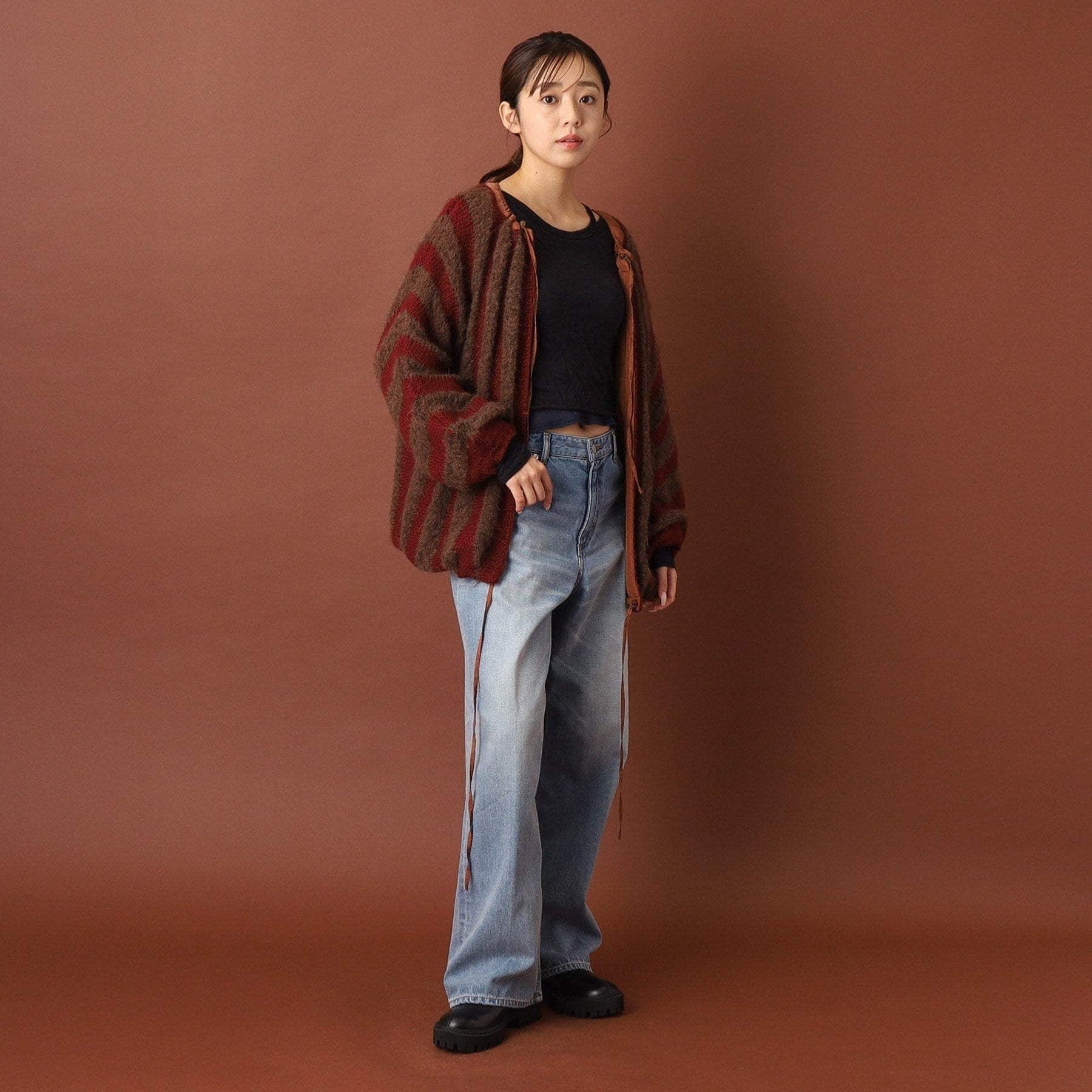 ドレステリア DRESSTERIOR muller of yoshiokubo（ミュラーオブヨシオクボ）LATTICE MOHAIR BLOUSON ニット （モカブラウン(042)） モカブラウン(042)