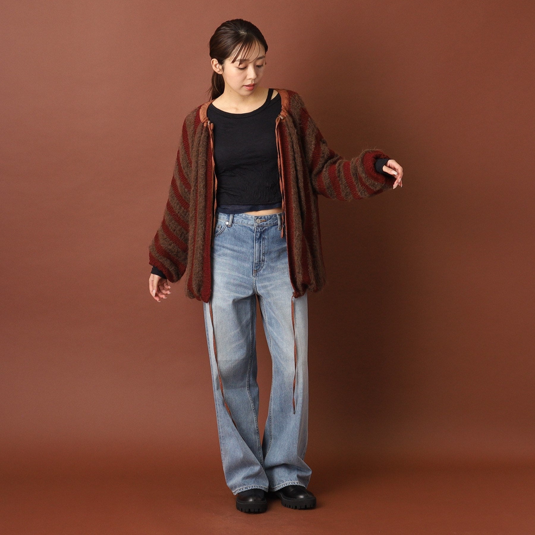 ドレステリア DRESSTERIOR muller of yoshiokubo（ミュラーオブヨシオクボ）LATTICE MOHAIR BLOUSON ニット （モカブラウン(042)） モカブラウン(042)