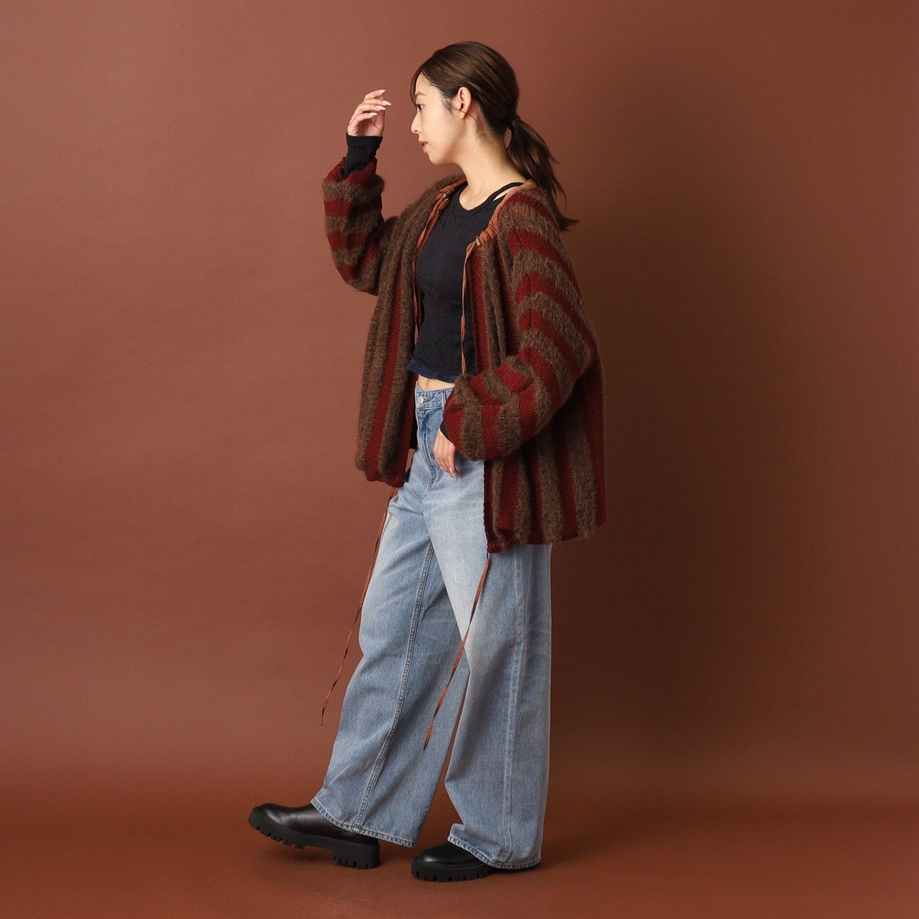 ドレステリア DRESSTERIOR muller of yoshiokubo（ミュラーオブヨシオクボ）LATTICE MOHAIR BLOUSON ニット （モカブラウン(042)） モカブラウン(042)