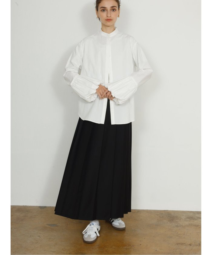 ドロー DRAW pleats long skirt （グレー） 黒