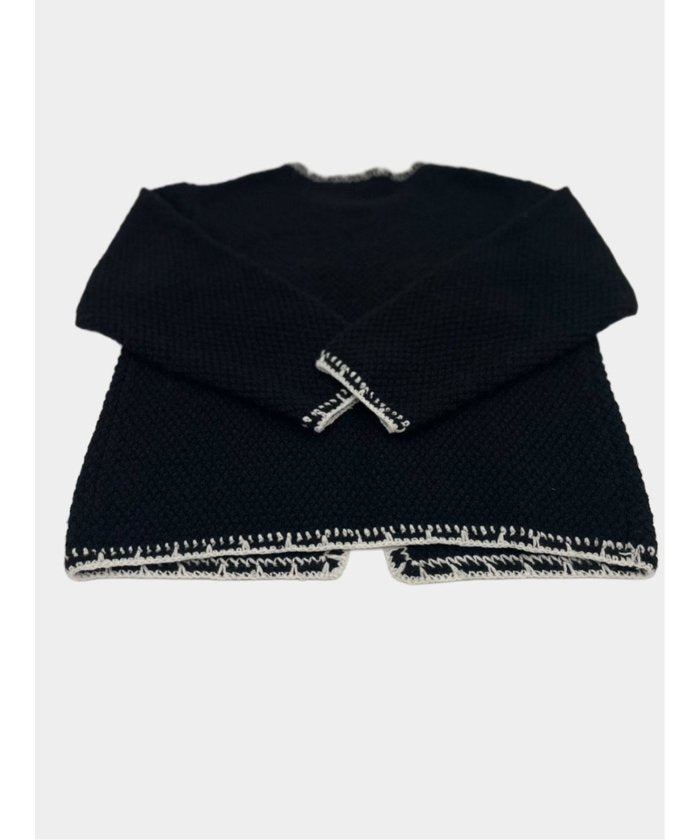 ドロー DRAW Contrast Trim Cardigan / ツイード風ニットカーディガン（バイカラーステッチ） （グレー） グレー