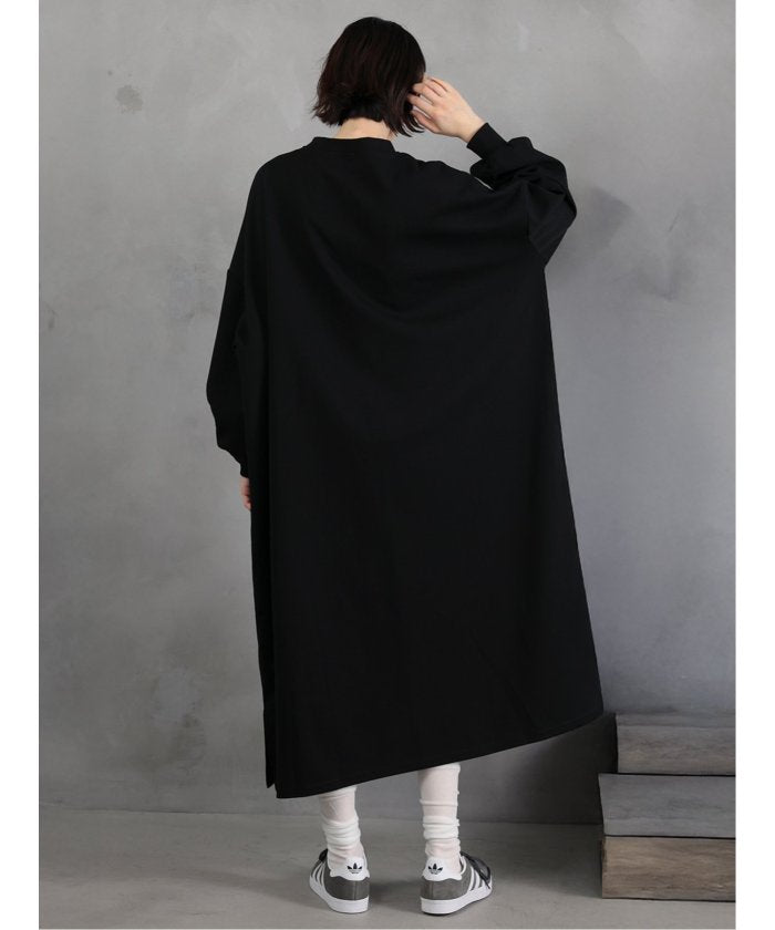 Scuba Knit Relax Long Dress / ダンボールニット リラックスロングワンピース （グレー） 紺