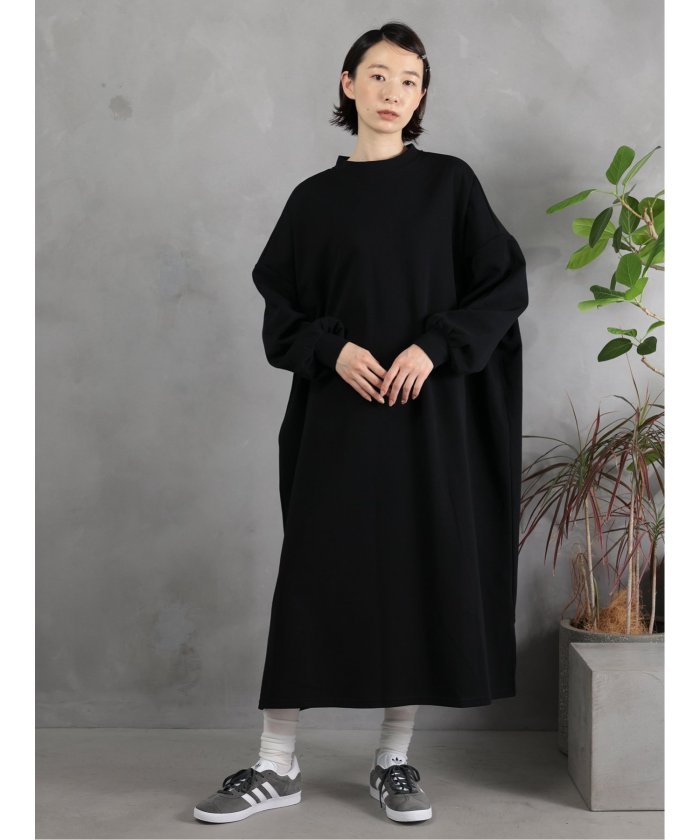 Scuba Knit Relax Long Dress / ダンボールニット リラックスロングワンピース （グレー） 紺