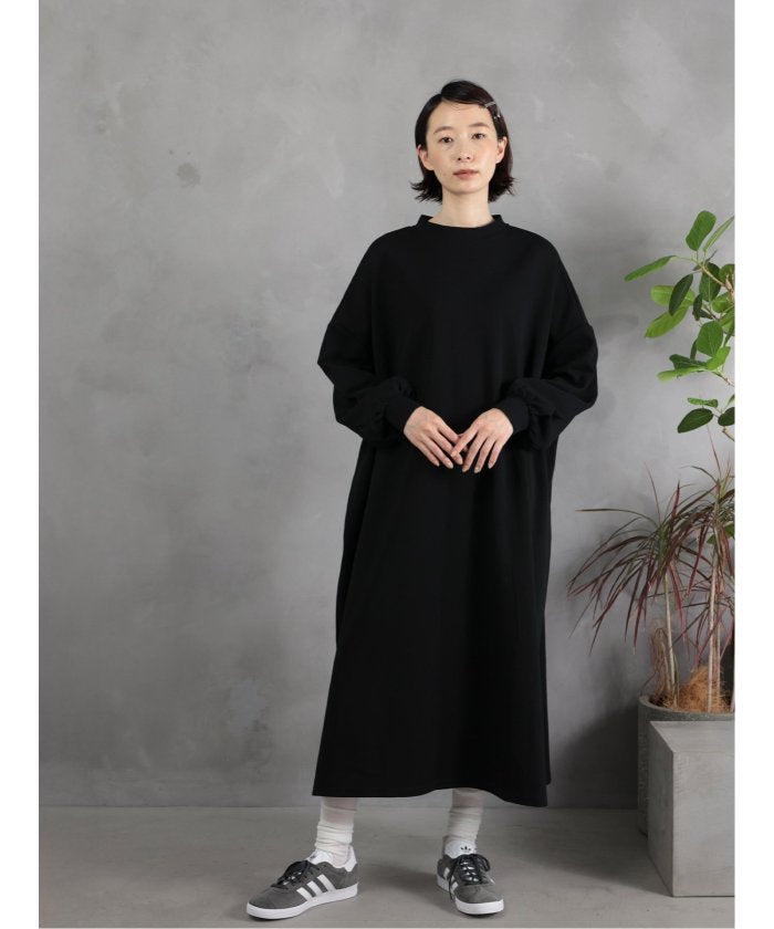 Scuba Knit Relax Long Dress / ダンボールニット リラックスロングワンピース （グレー） 紺