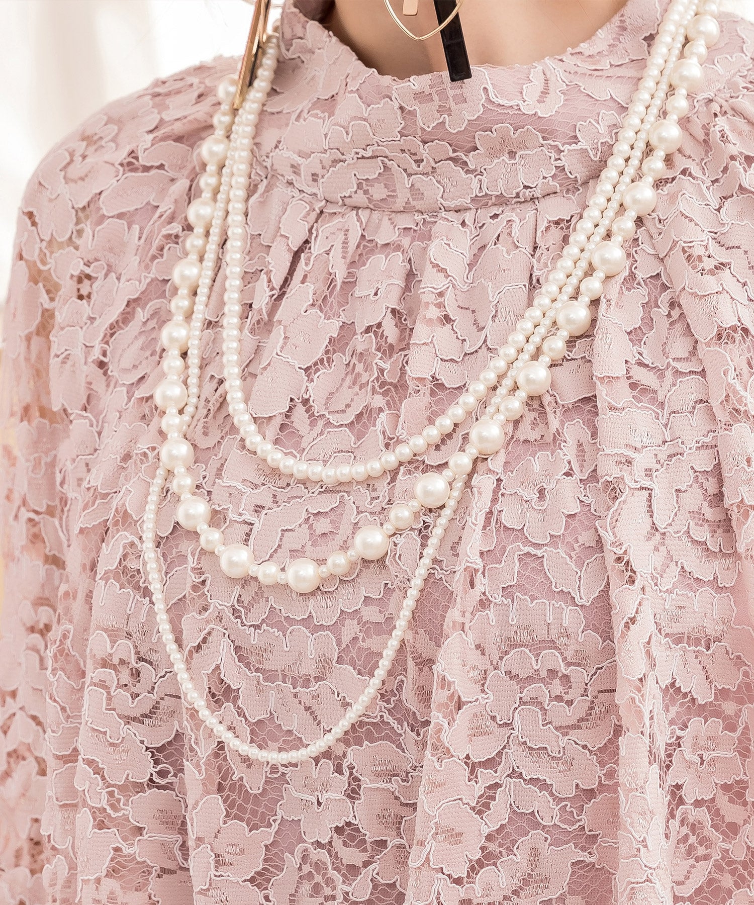 ドレスプラス DRESS+ パールネックレス 3連ロングネックレス 結婚式 （ホワイト） ホワイト