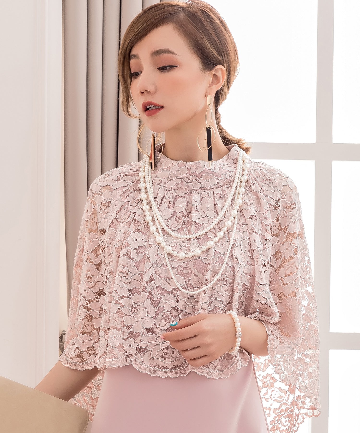 ドレスプラス DRESS+ パールネックレス 3連ロングネックレス 結婚式 （ホワイト） ホワイト