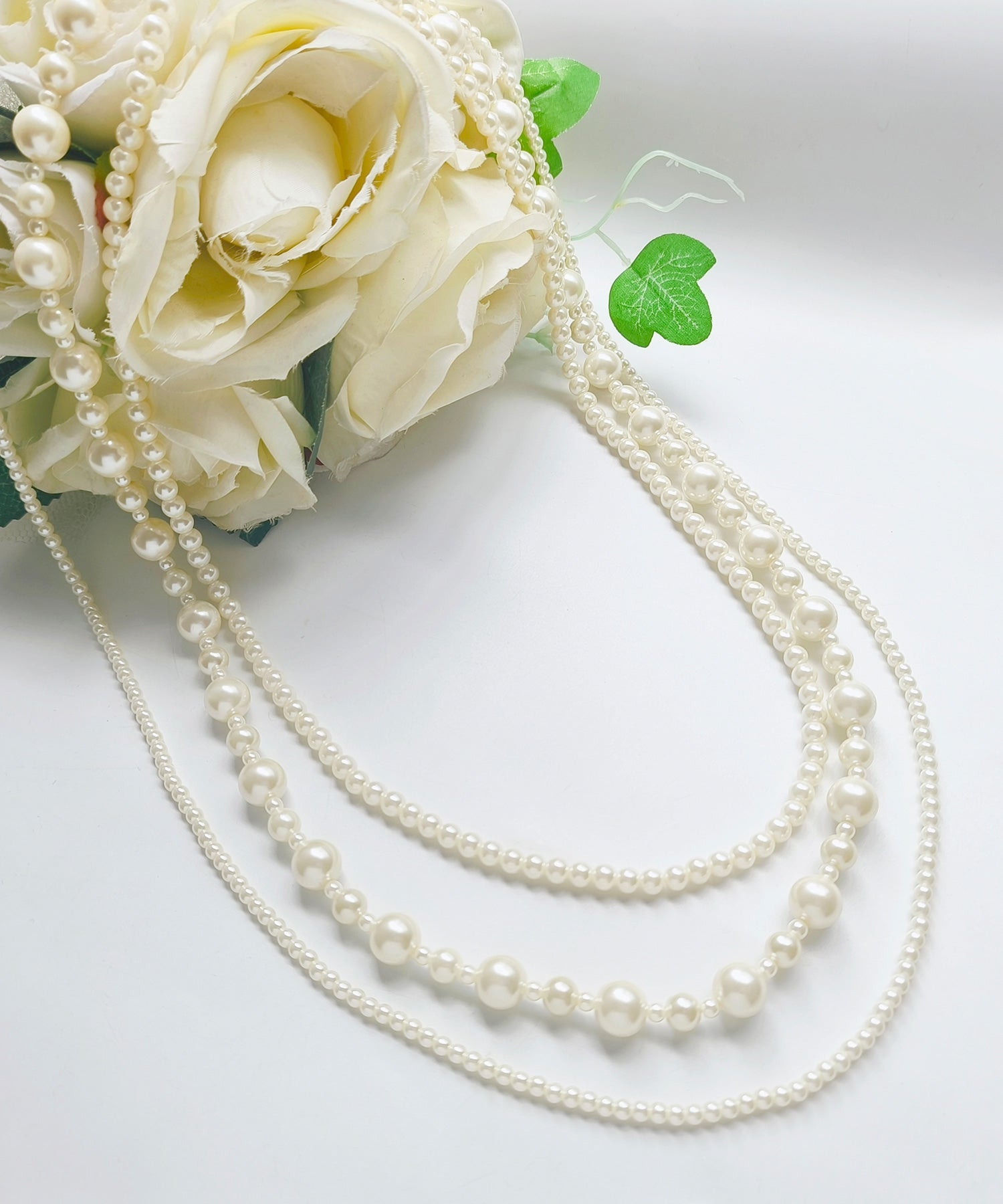 ドレスプラス DRESS+ パールネックレス 3連ロングネックレス 結婚式 （ホワイト） ホワイト