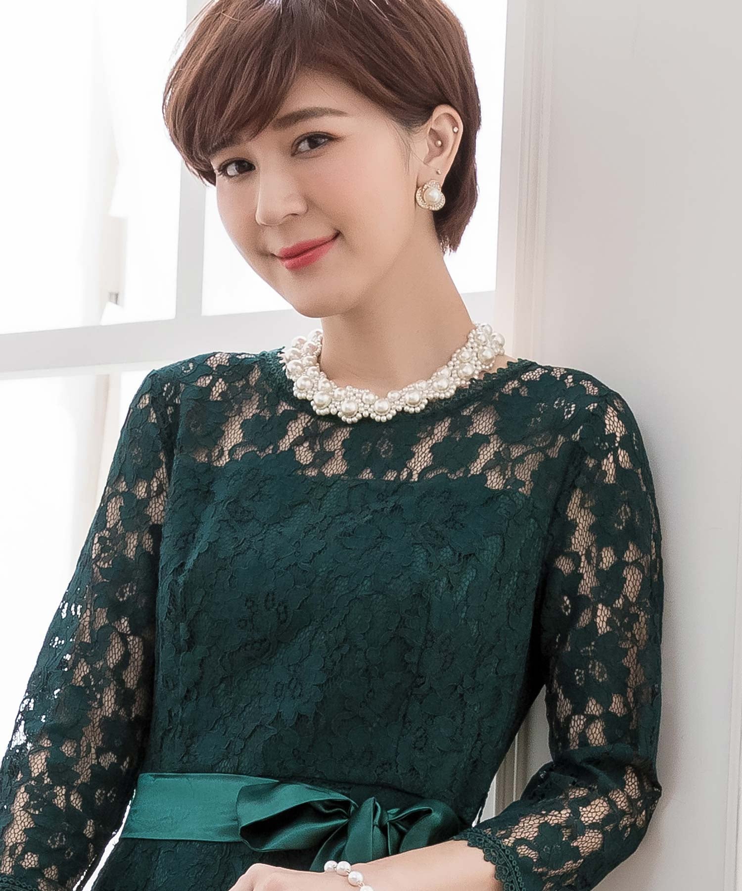 ドレスプラス DRESS+ パールネックレス チョーカー型 ボリュームアクセ 結婚式 （ホワイト） ホワイト