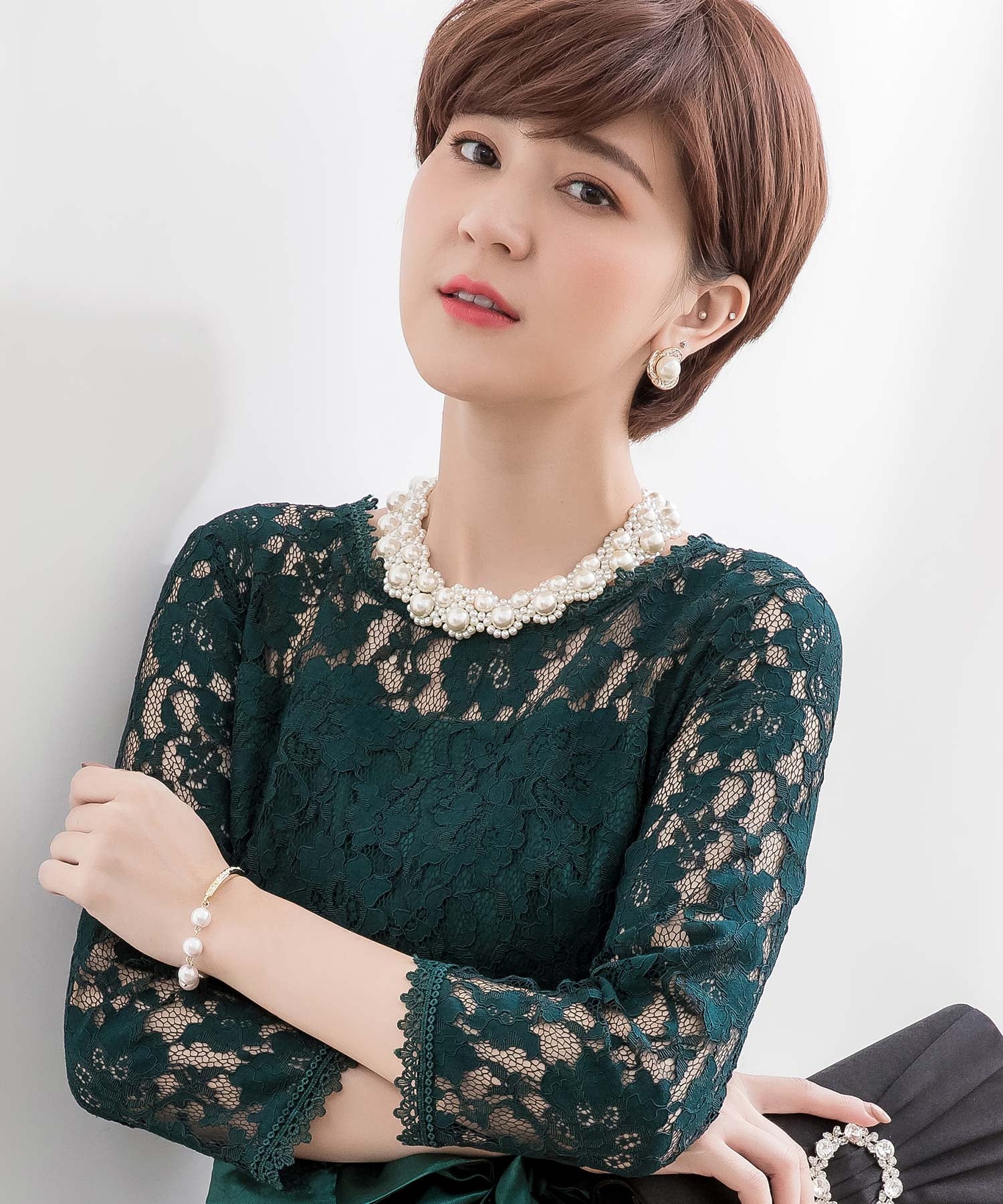 ドレスプラス DRESS+ パールネックレス チョーカー型 ボリュームアクセ 結婚式 （ホワイト） ホワイト