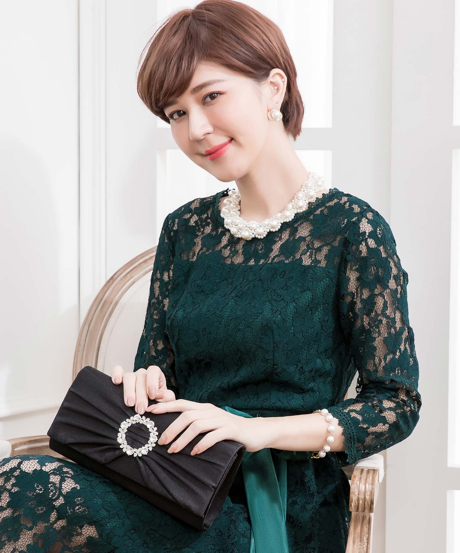ドレスプラス DRESS+ パールネックレス チョーカー型 ボリュームアクセ 結婚式 （ホワイト） ホワイト