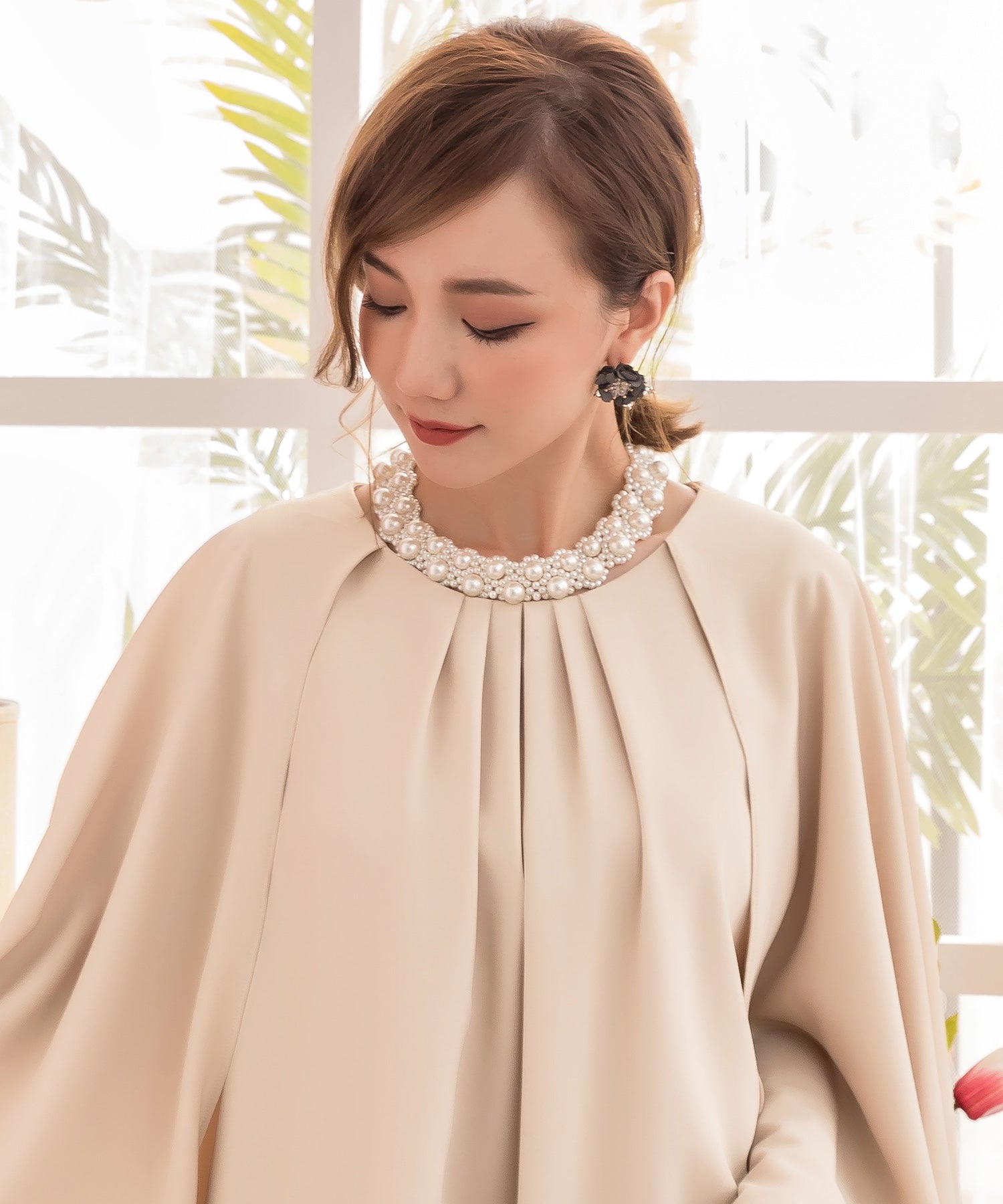 ドレスプラス DRESS+ パールネックレス チョーカー型 ボリュームアクセ 結婚式 （ホワイト） ホワイト
