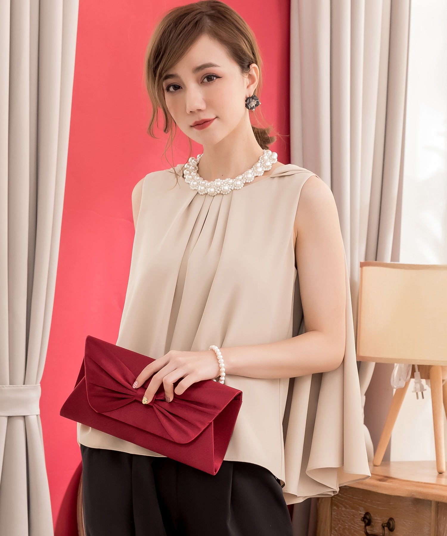 ドレスプラス DRESS+ パールネックレス チョーカー型 ボリュームアクセ 結婚式 （ホワイト） ホワイト