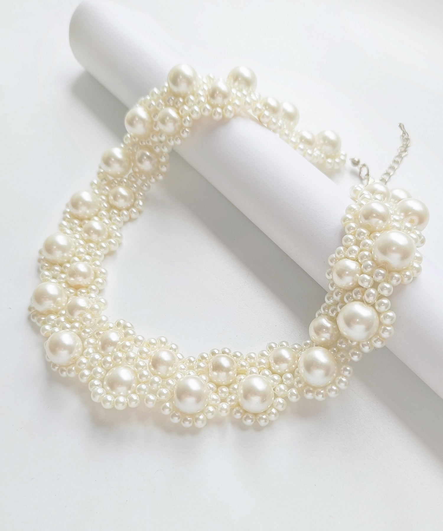 ドレスプラス DRESS+ パールネックレス チョーカー型 ボリュームアクセ 結婚式 （ホワイト） ホワイト