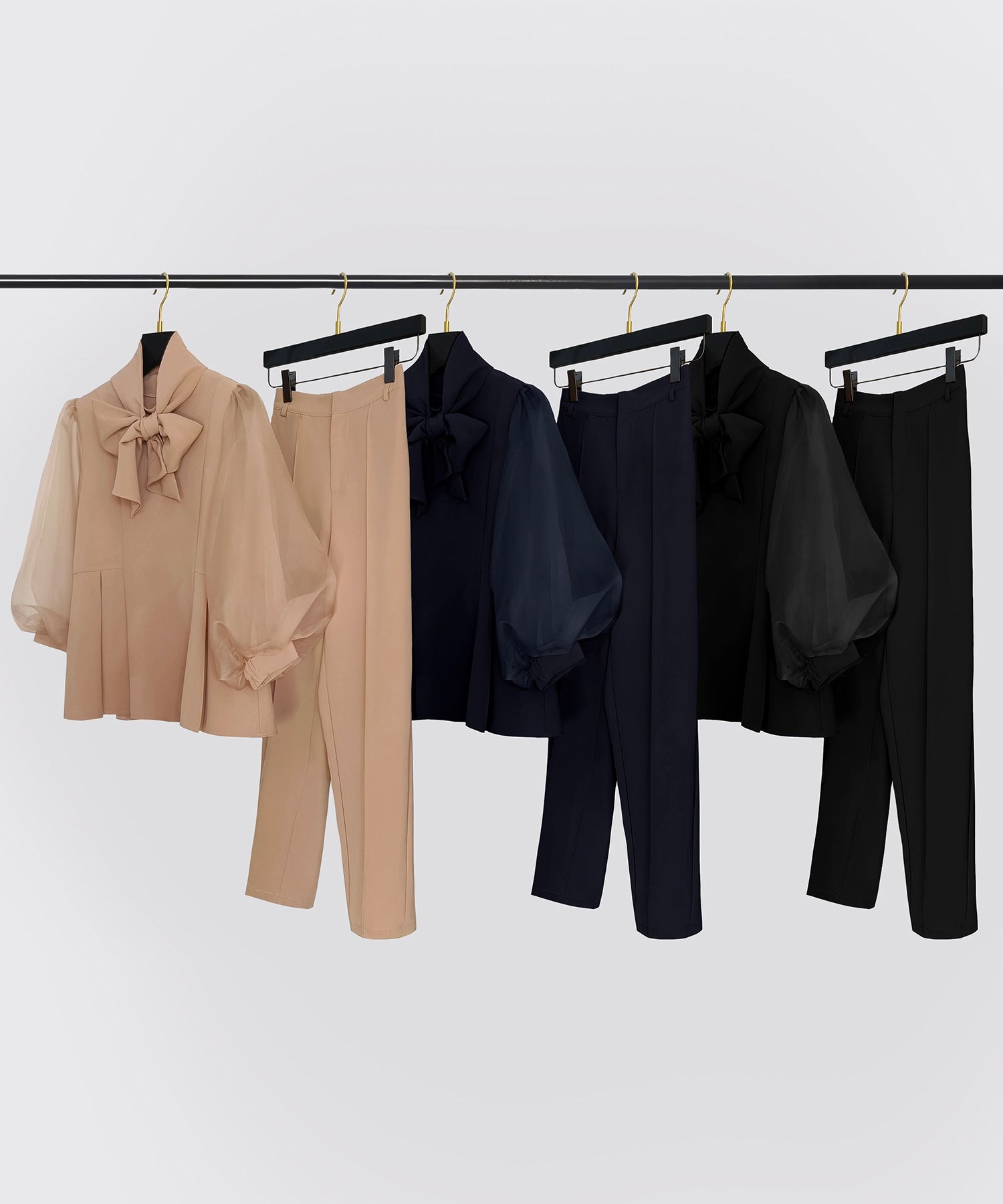 ドレスプラス DRESS+ リボン取り外し可能なセットアップ パンツドレス （ブラック） ブラック