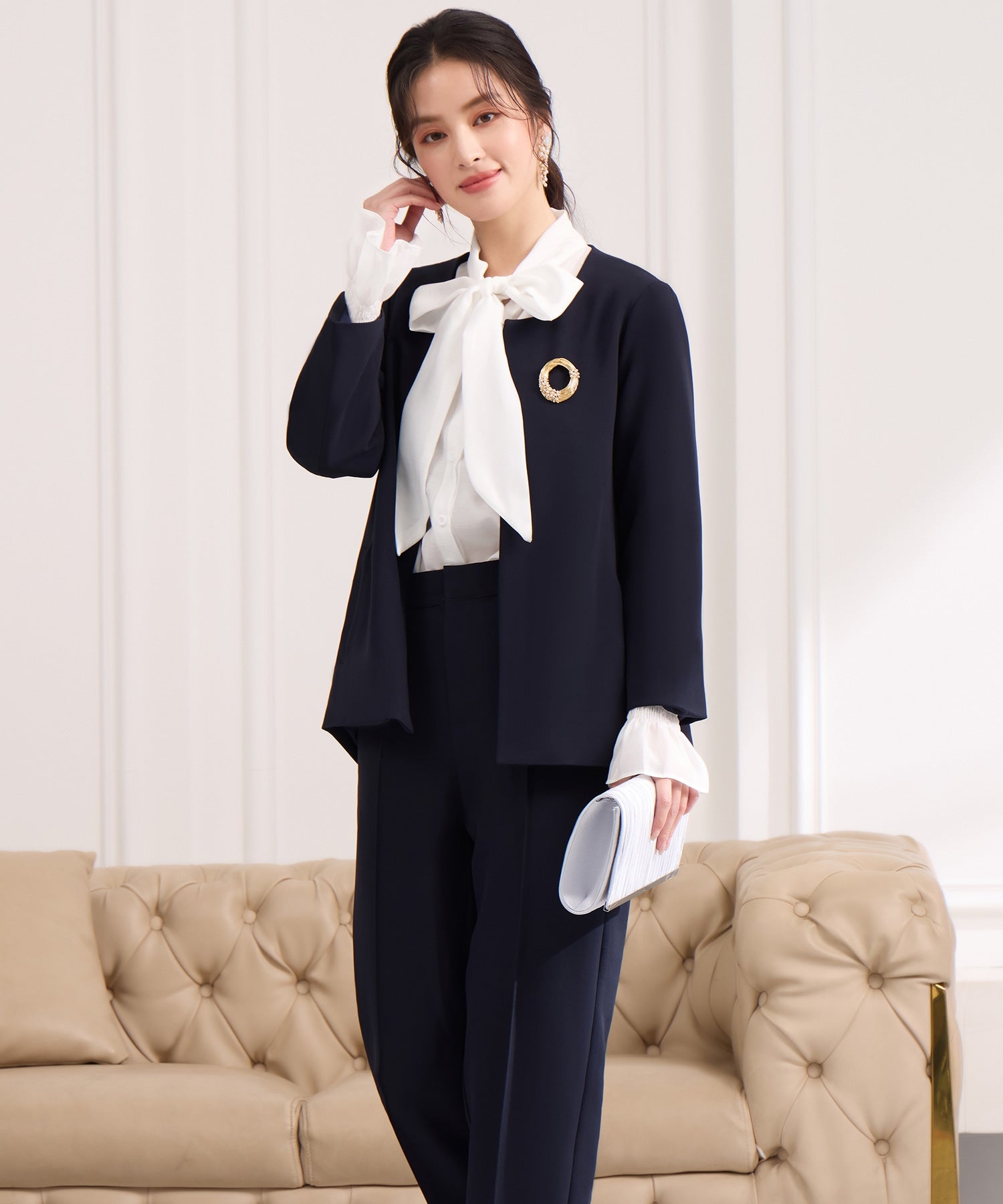 ドレスプラス DRESS+ セットアップ パンツドレス 大きいサイズ （ネイビー） ネイビー