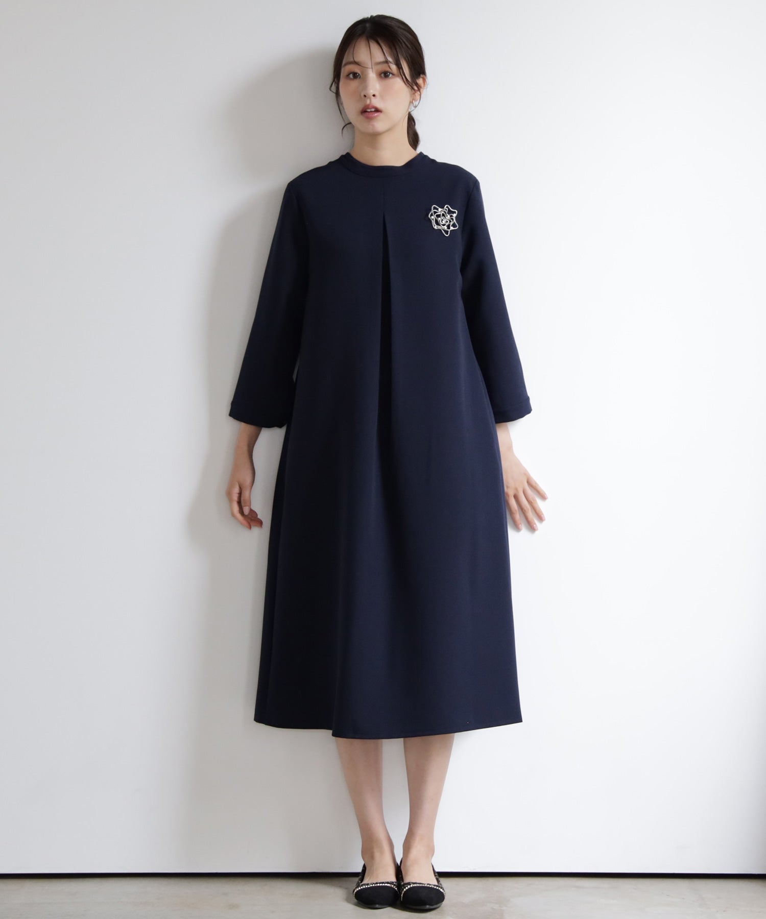 ドレスプラス DRESS+ 品さ際立つ前後2wayフォーマルワンピース （ネイビー） ネイビー