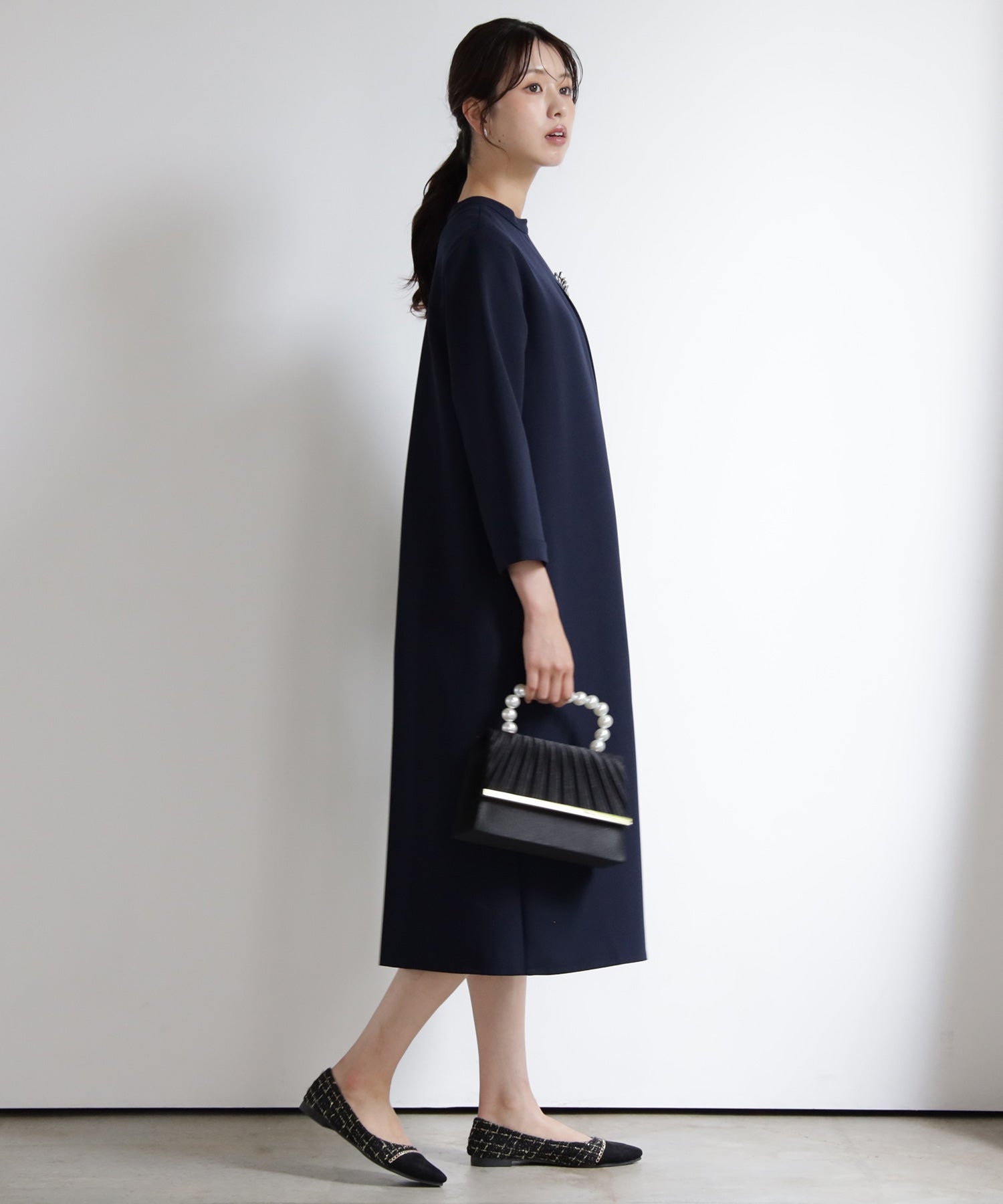 ドレスプラス DRESS+ 品さ際立つ前後2wayフォーマルワンピース （ネイビー） ネイビー
