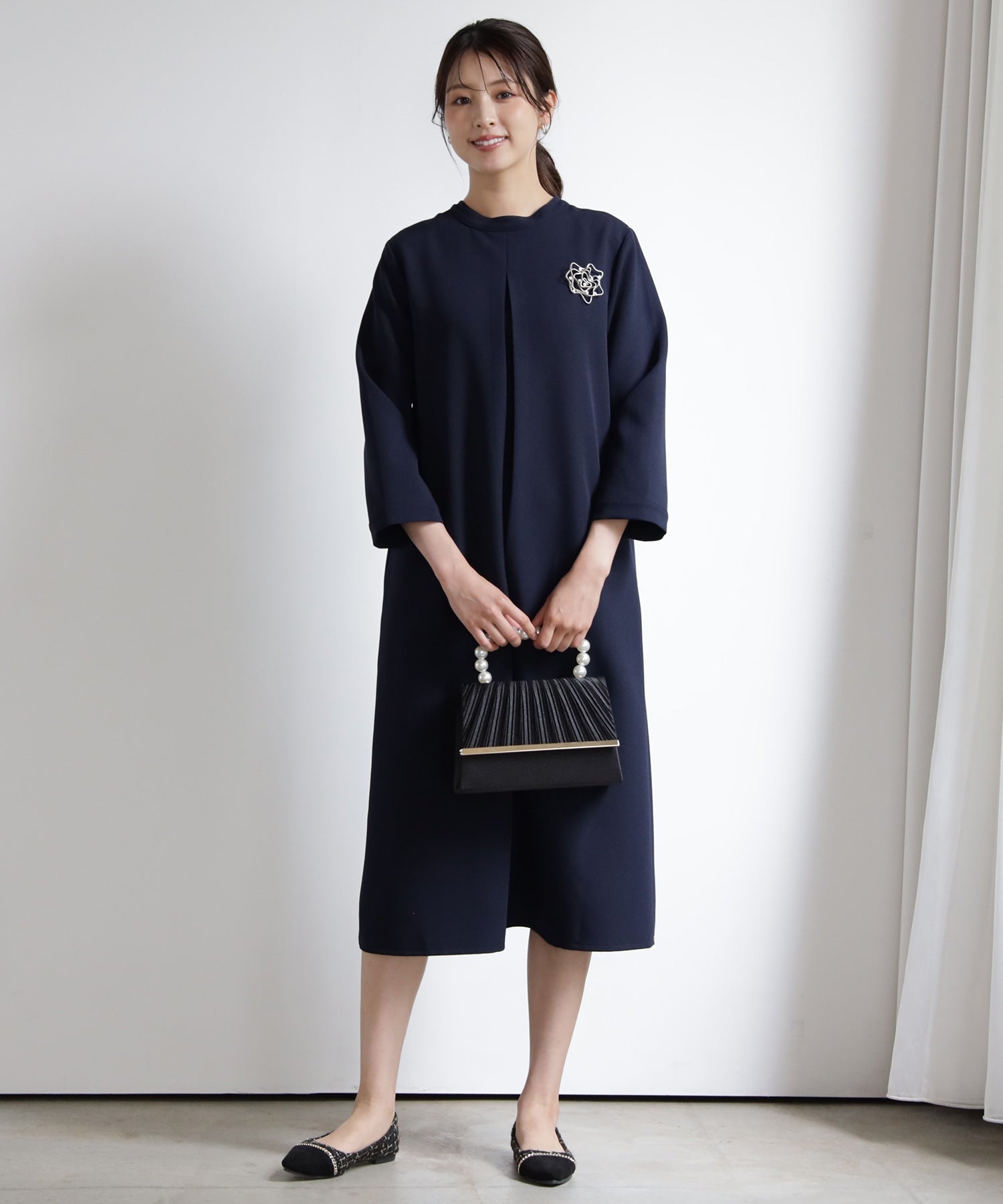 ドレスプラス DRESS+ 品さ際立つ前後2wayフォーマルワンピース （ネイビー） ネイビー