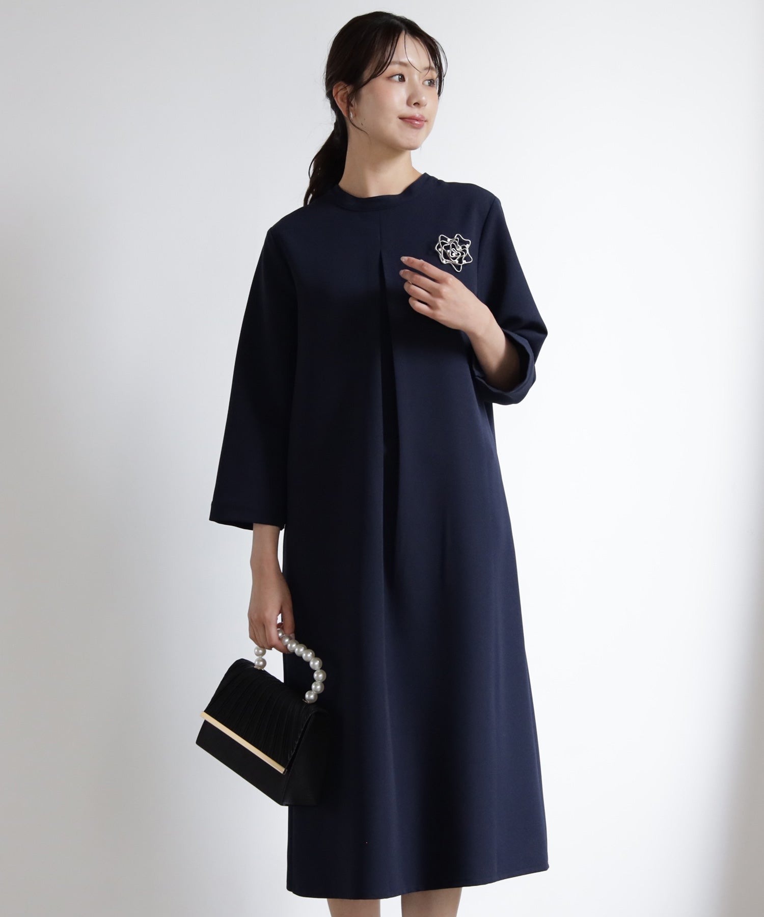 ドレスプラス DRESS+ 品さ際立つ前後2wayフォーマルワンピース （ネイビー） ネイビー