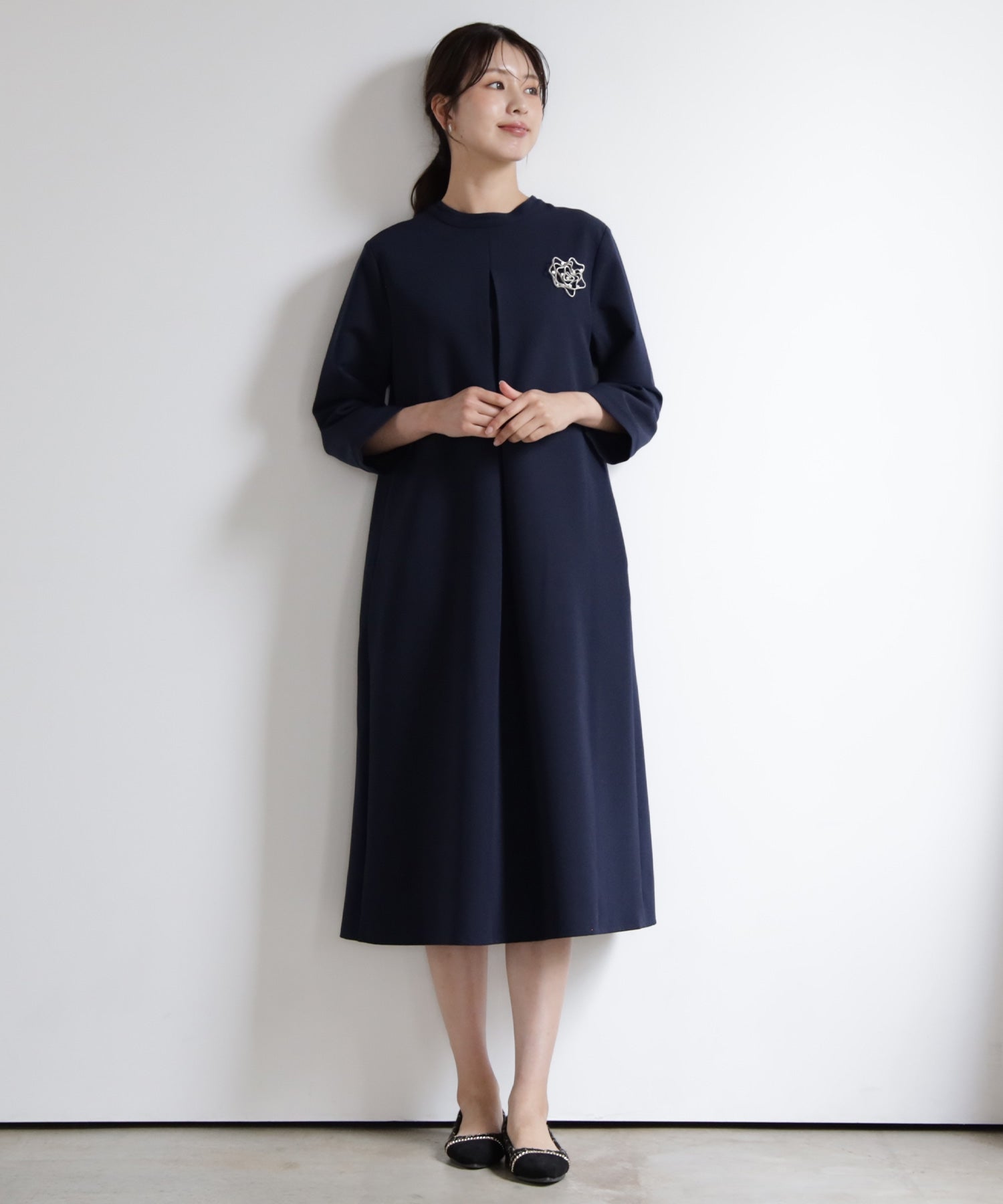 ドレスプラス DRESS+ 品さ際立つ前後2wayフォーマルワンピース （ネイビー） ネイビー