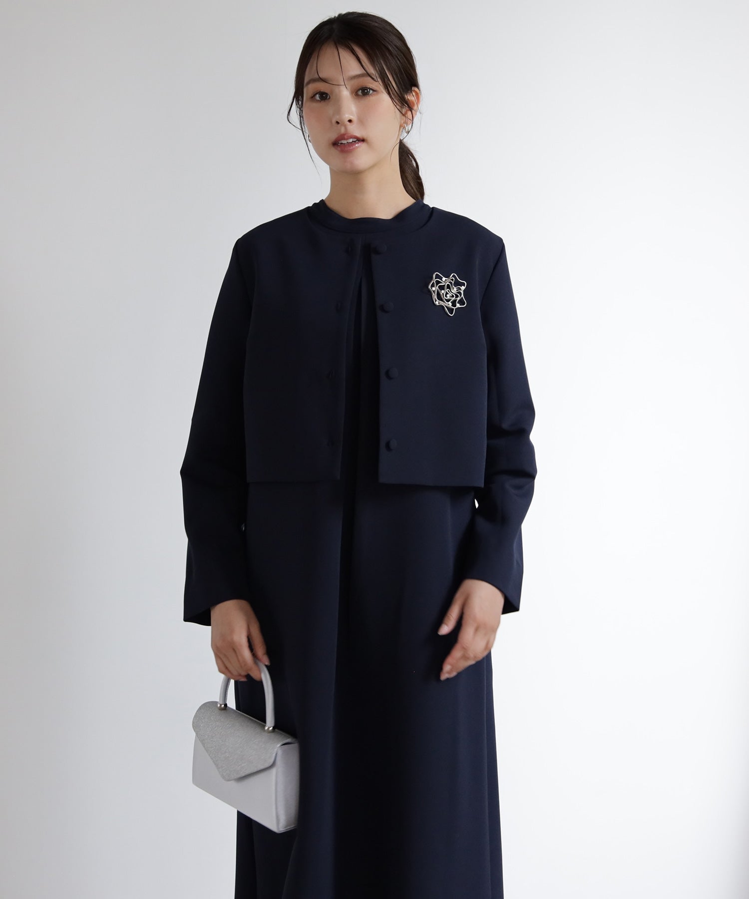 ドレスプラス DRESS+ 品さ際立つ前後2wayフォーマルワンピース （ネイビー） ネイビー