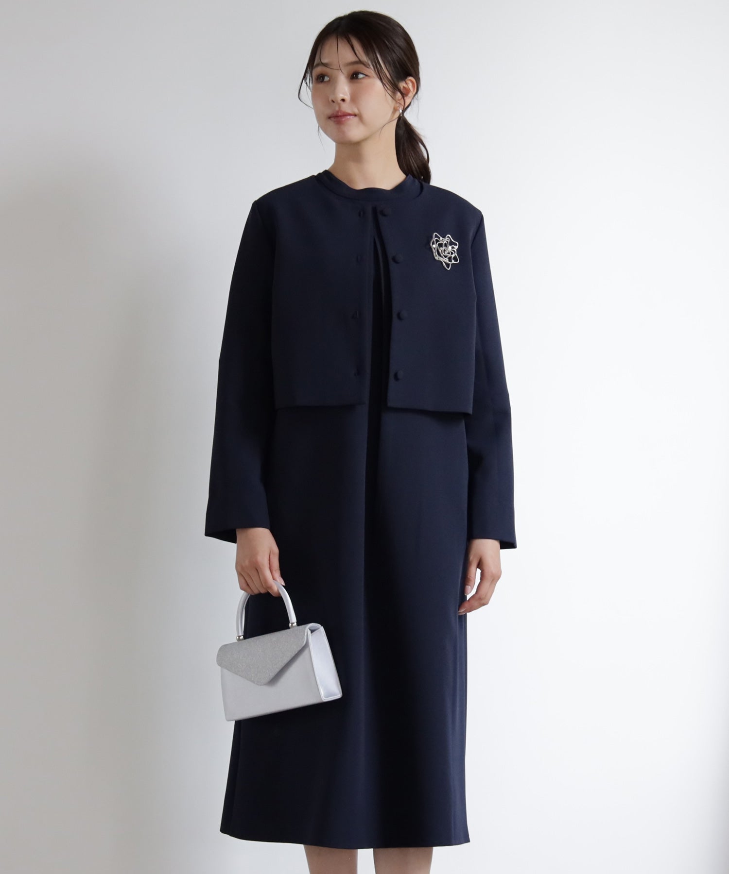 ドレスプラス DRESS+ 品さ際立つ前後2wayフォーマルワンピース （ネイビー） ネイビー
