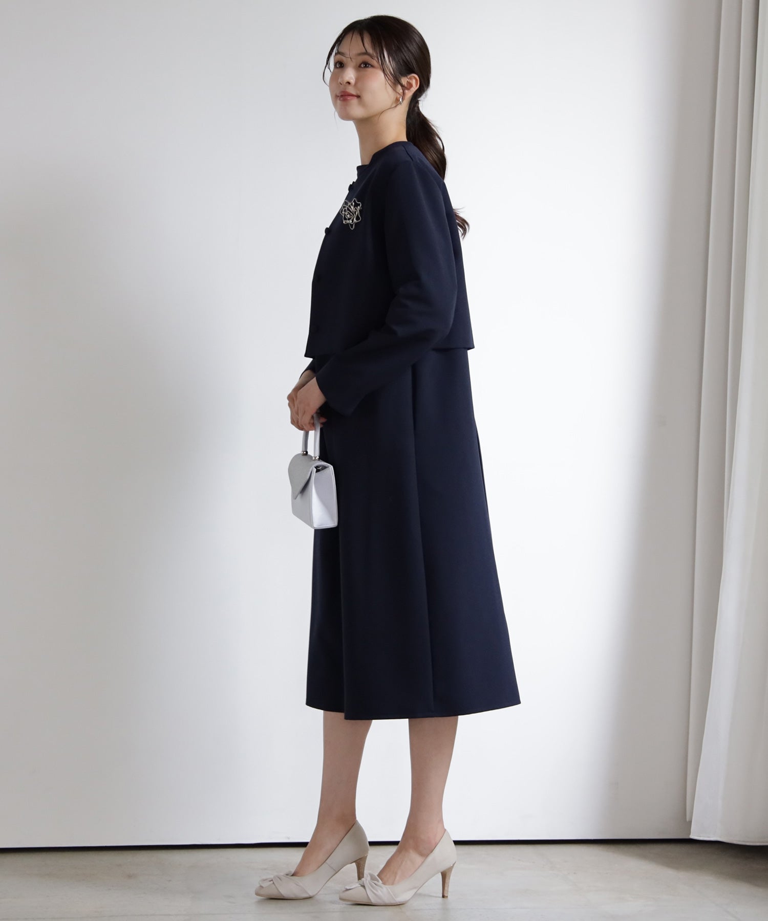 ドレスプラス DRESS+ 品さ際立つ前後2wayフォーマルワンピース （ネイビー） ネイビー