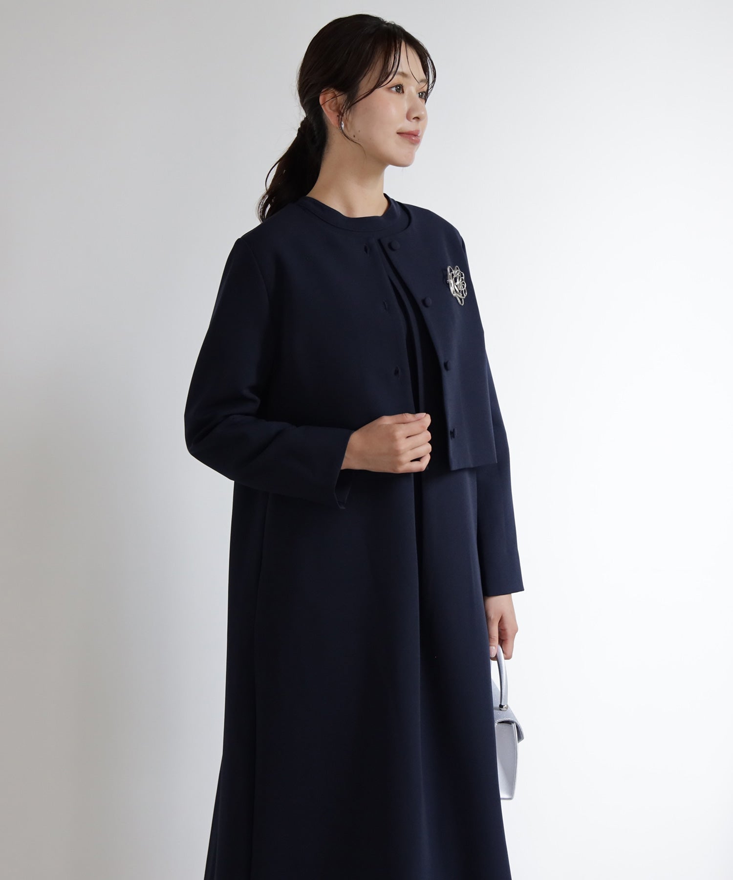 ドレスプラス DRESS+ 品さ際立つ前後2wayフォーマルワンピース （ネイビー） ネイビー