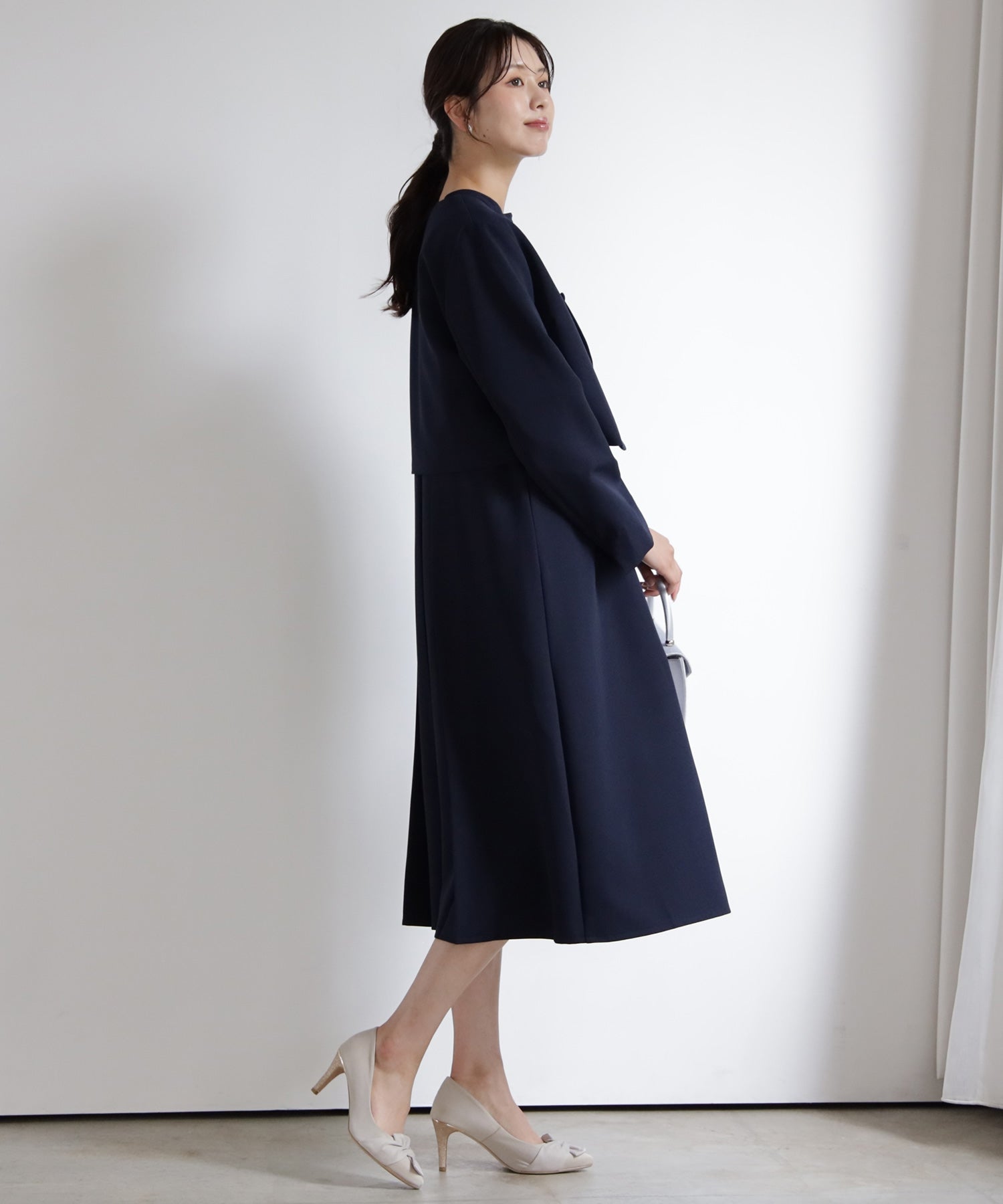 ドレスプラス DRESS+ 品さ際立つ前後2wayフォーマルワンピース （ネイビー） ネイビー
