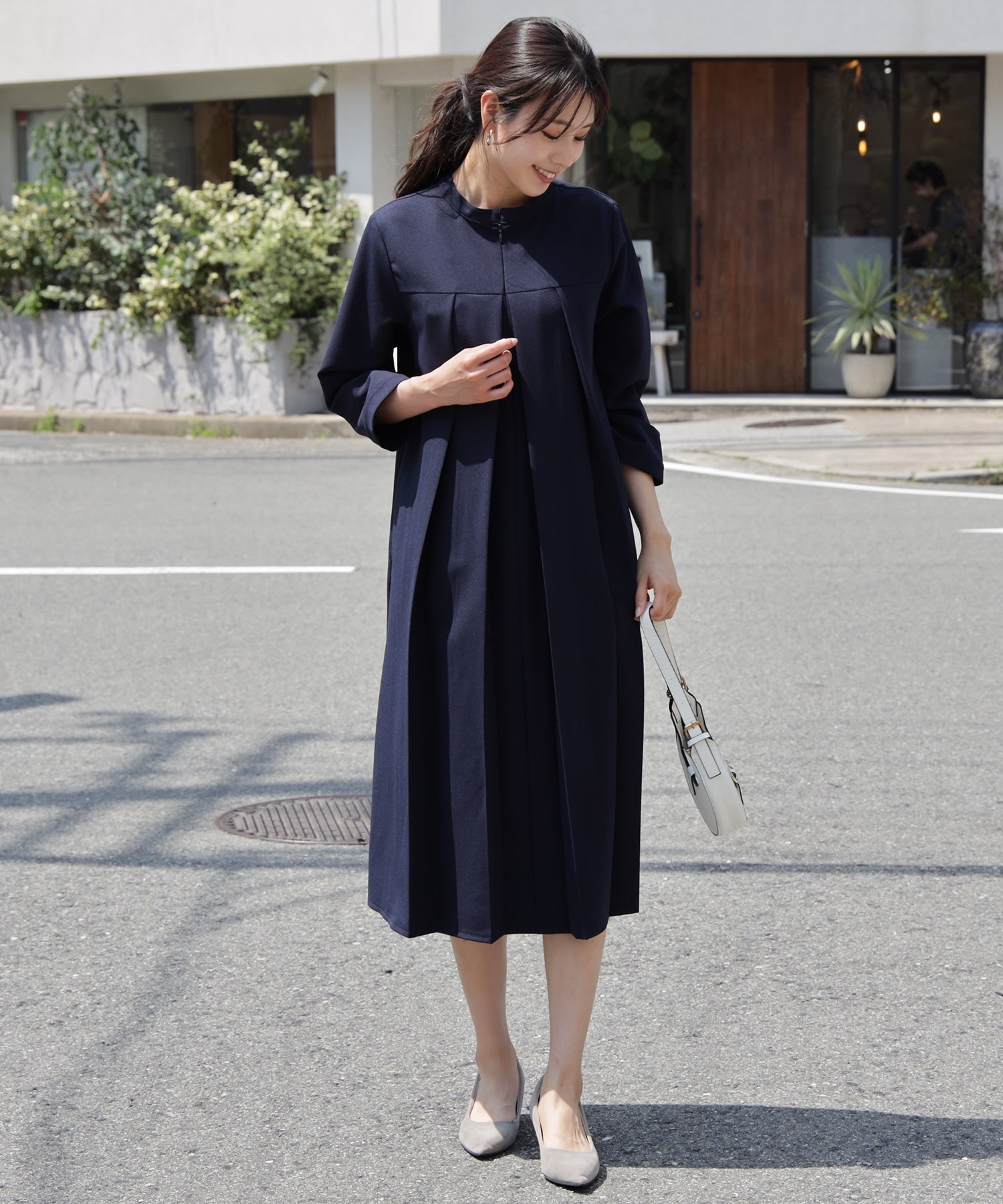 ドレスプラス DRESS+ 品さ際立つ前後2wayフォーマルワンピース （ネイビー） ネイビー
