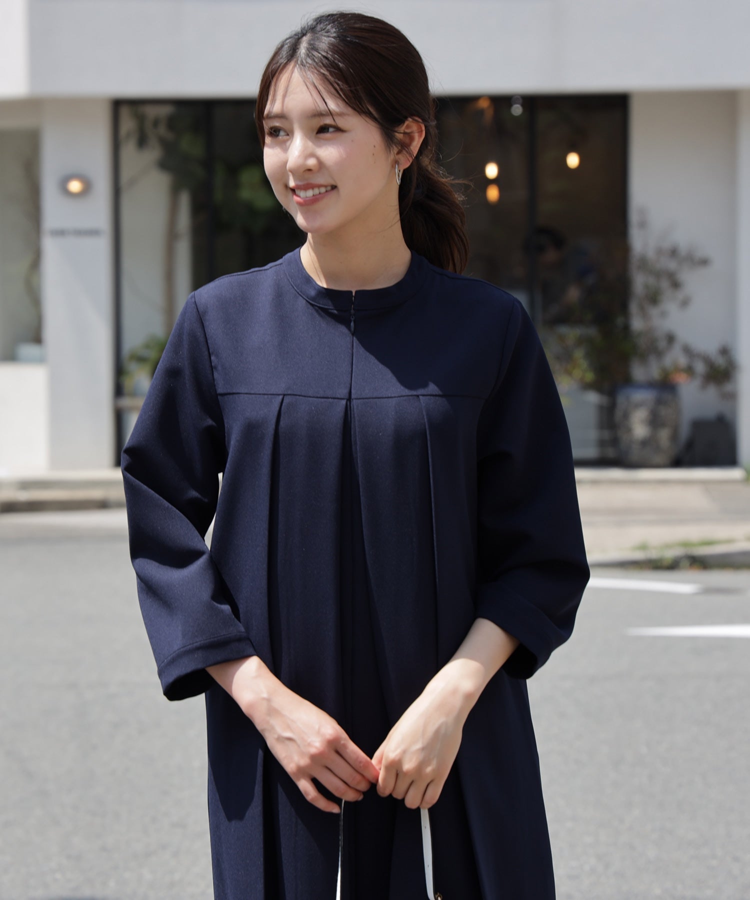 ドレスプラス DRESS+ 品さ際立つ前後2wayフォーマルワンピース （ネイビー） ネイビー